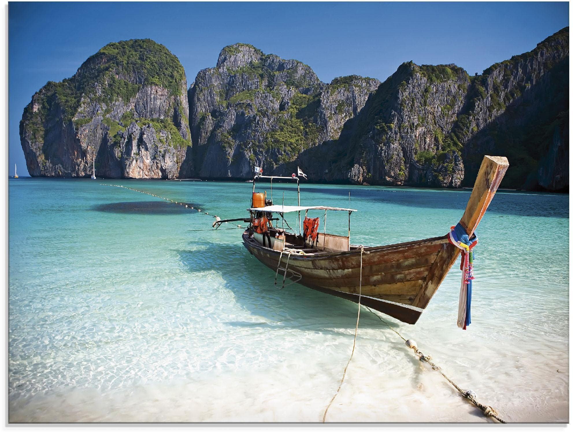 Artland Glasbild Maya Bay Koh Phi Phi Leh Thailand Blau