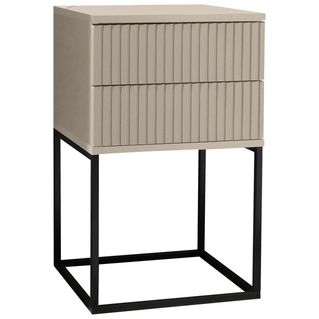 Livetastic Nachtschrank Schwarz Kaschmir Metall Holzwerkstoff 2 Schubladen