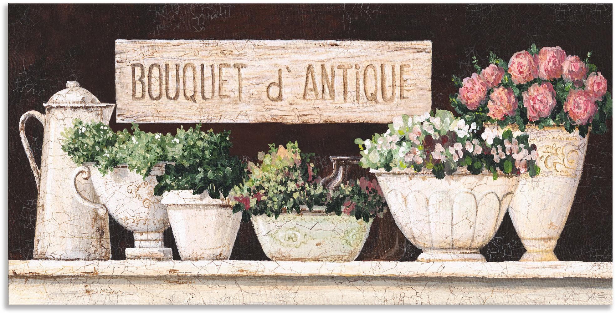 Artland Wandbild Antike Sträuße Beige