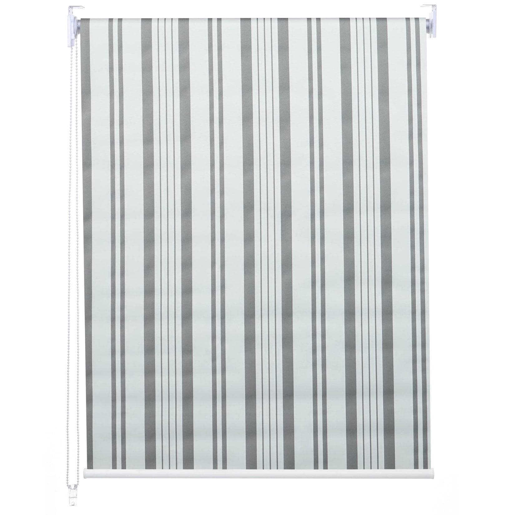 Rollo MCW-D52 Fensterrollo Seitenzugrollo Jalousie Sonnenschutz Verdunkelung blickdicht 100x160cm grau/weiß