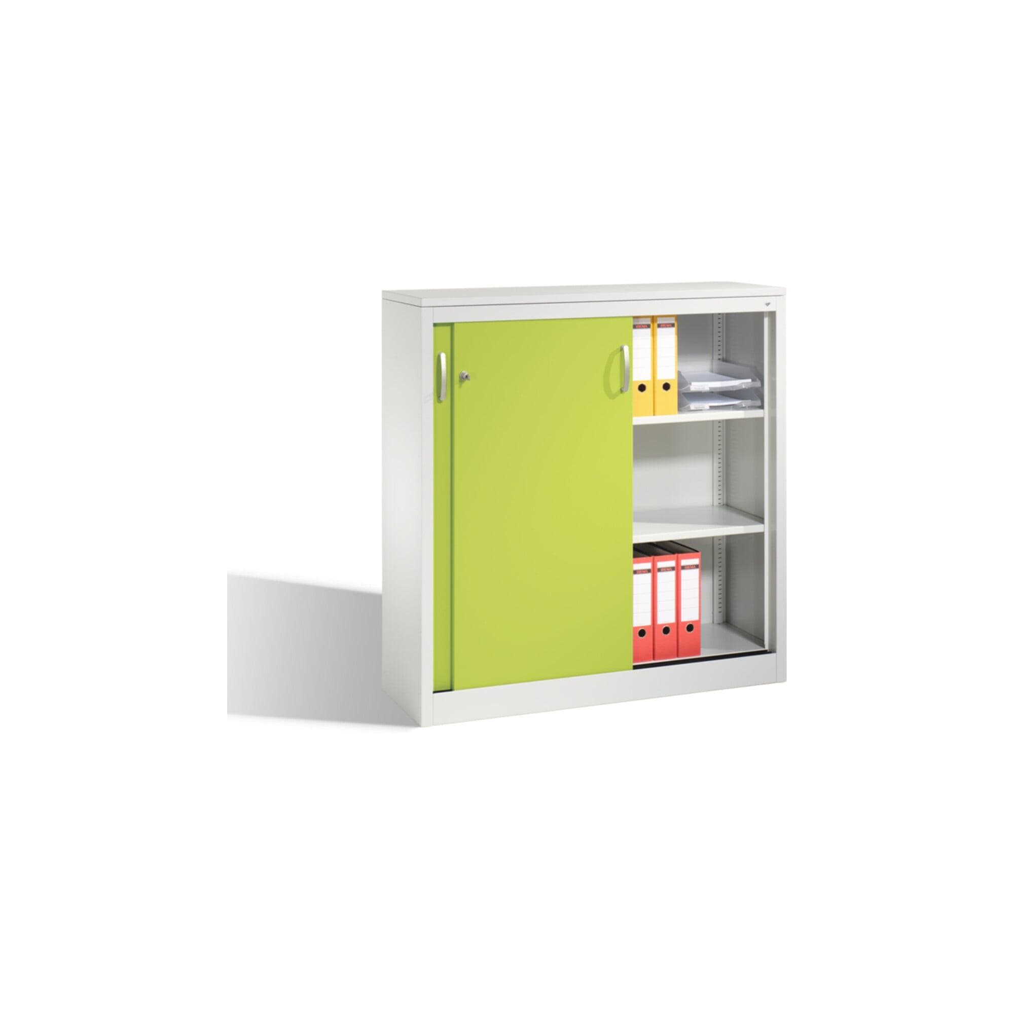 C+P Akten-Sideboard Acurado mit Schiebetüren, 3 Ordnerhöhen, Viridingrün