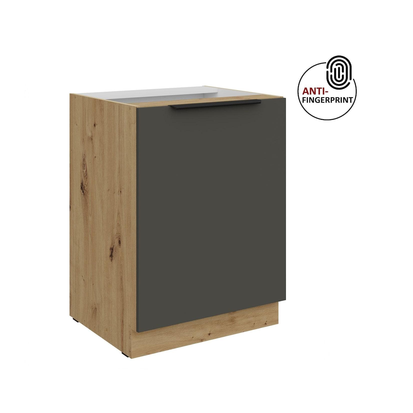 Küchen Unterschrank 60 cm Küche ARIA Graphite matt Anti Fingerprint