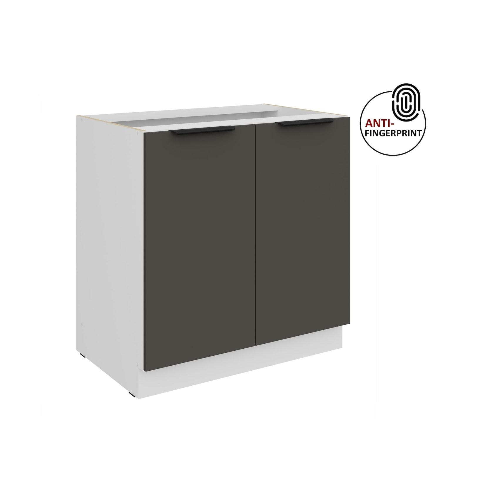 Küchen Unterschrank 80 cm Küche ARIA Graphite matt Anti Fingerprint