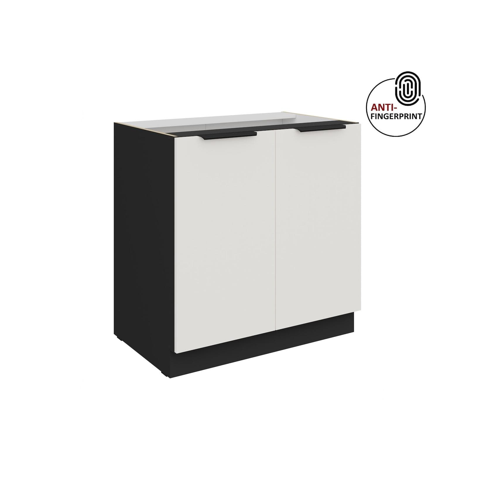 Küchen Unterschrank 80 cm Küche ARIA Weiss ultra matt Anti Fingerprint Küchenzeile