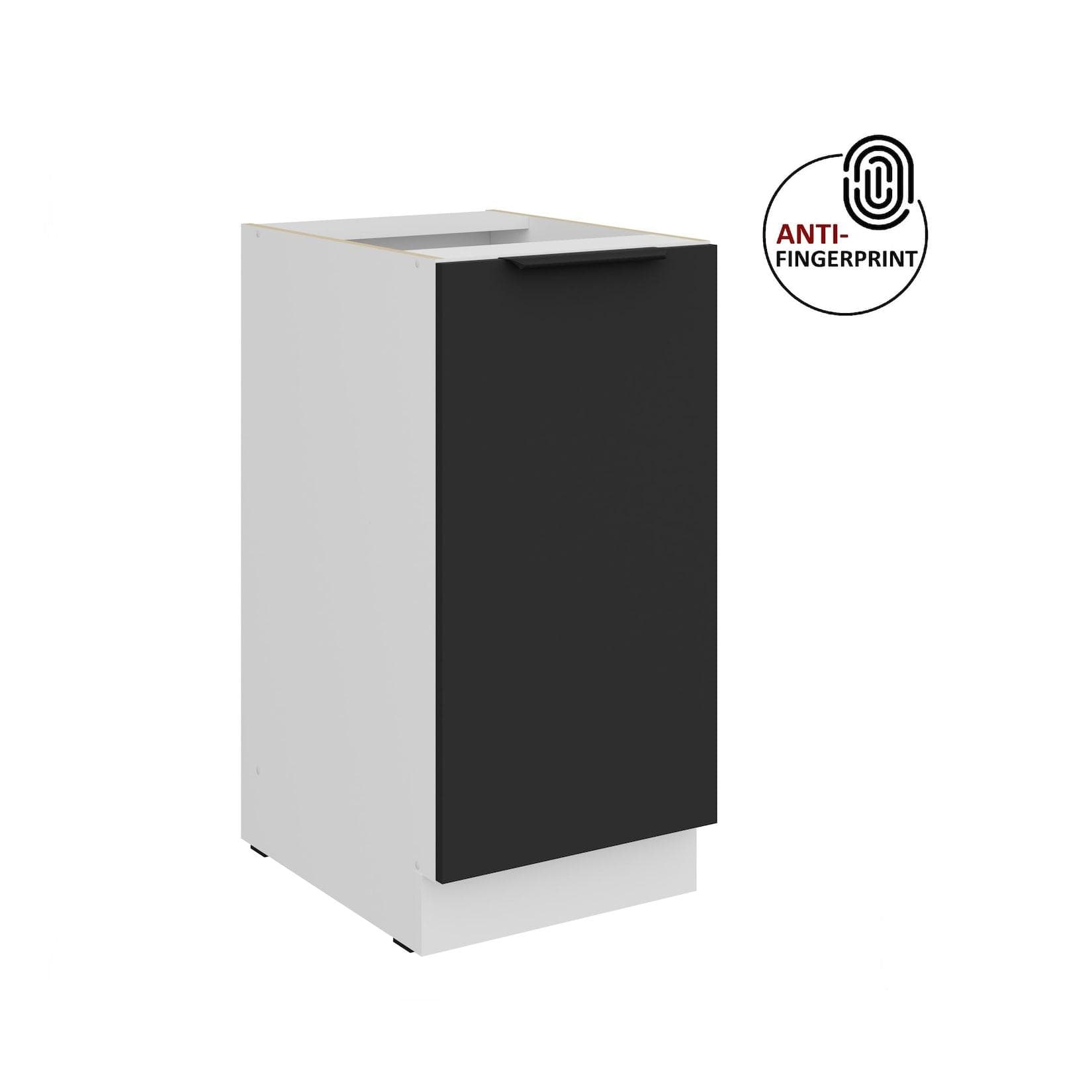 Küchen Unterschrank 40 cm Küche ARIA Schwarz matt Anti Fingerprint