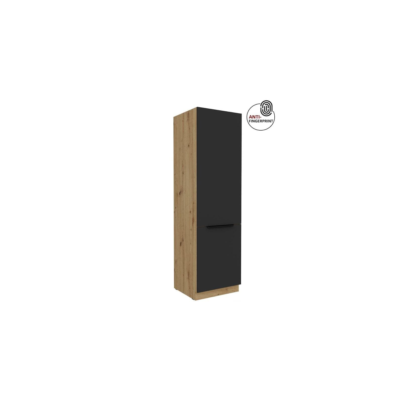 Küchen Hochschrank 60 cm Küche ARIA Schwarz matt Anti Fingerprint