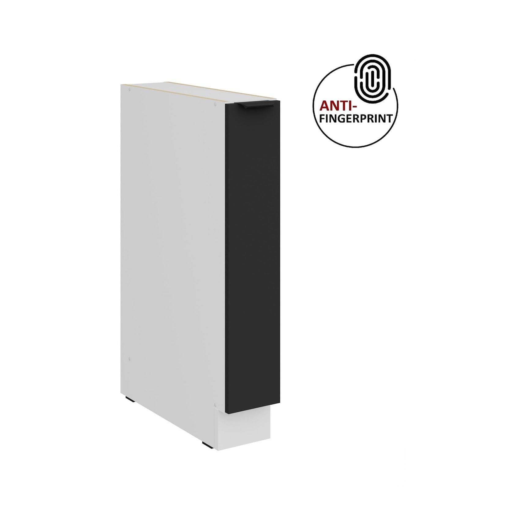 Küchen Unterschrank Schrankauszug 15 cm Küche ARIA Schwarz matt Anti Fingerprint