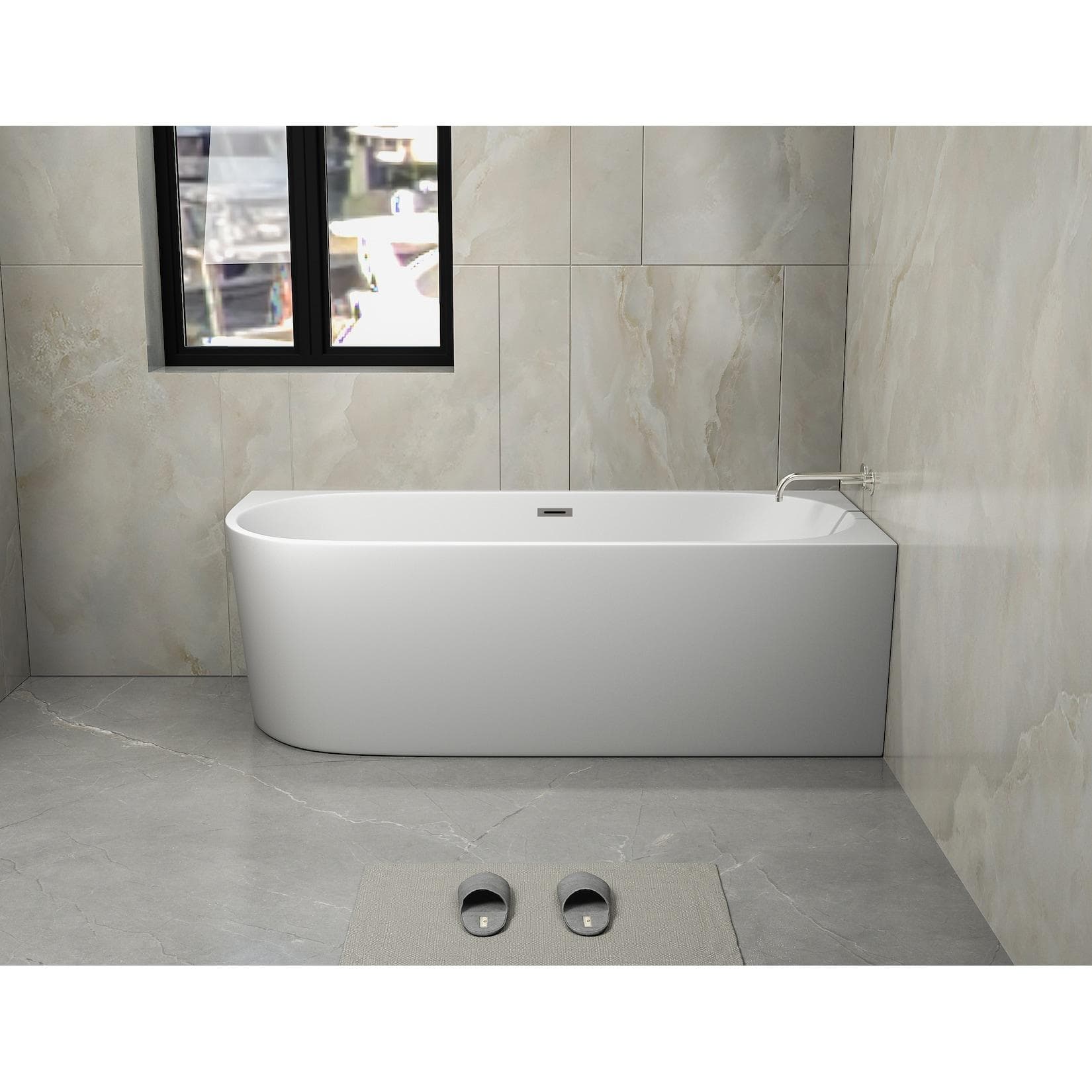 SANOTECHNIK Badewanne PORTO Weiß Oval Wandmontage