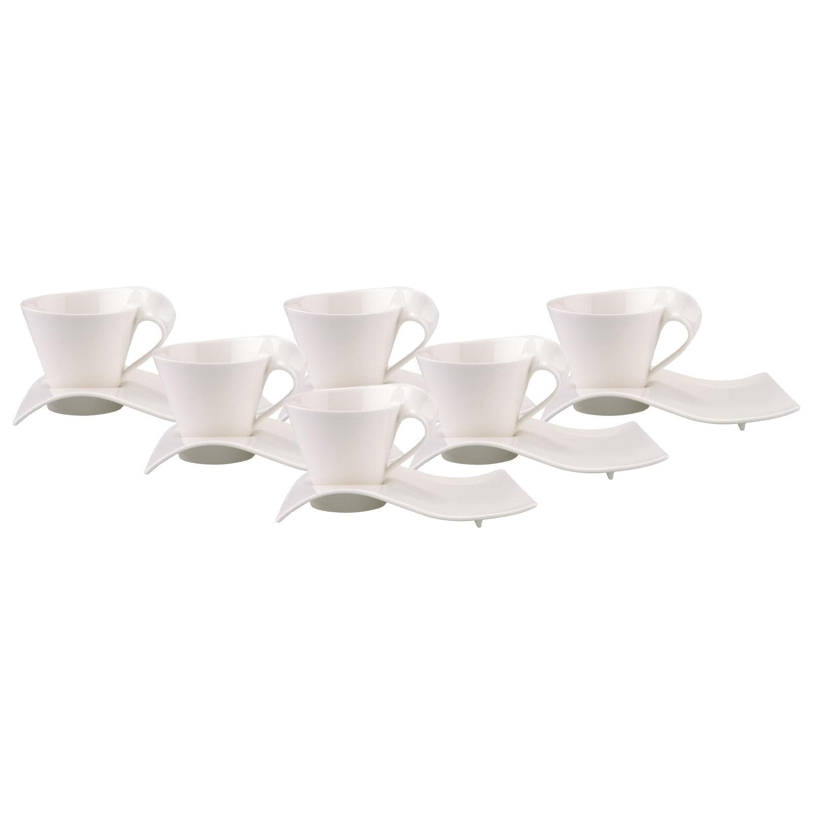 Villeroy & Boch Café Au Lait Tasse mit Unterteller NewWave Caffè 6er Set Weiß
