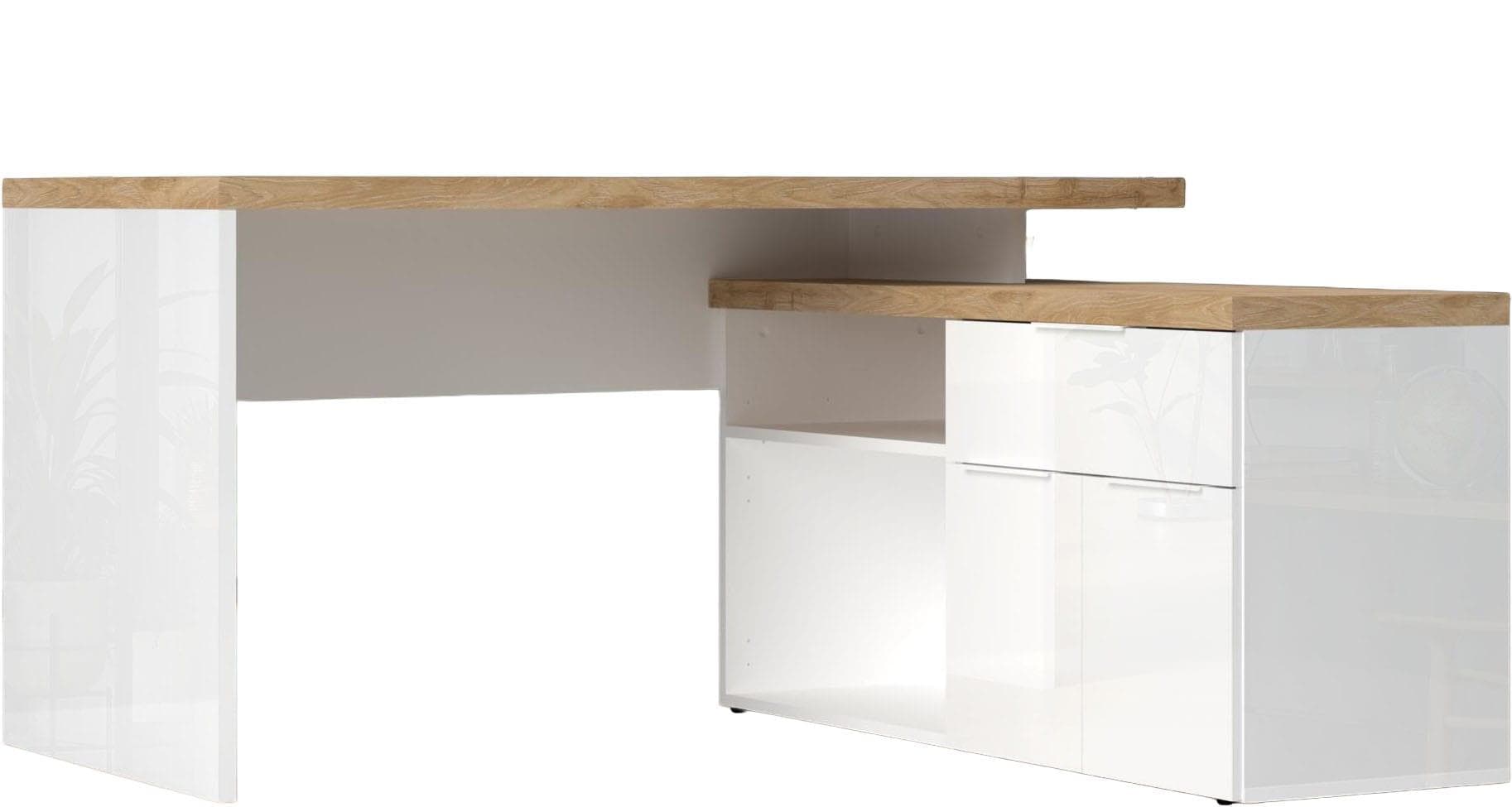 Eckschreibtisch INOSIGN Easy 38 mm Platte Eiche Cadiz Dekor