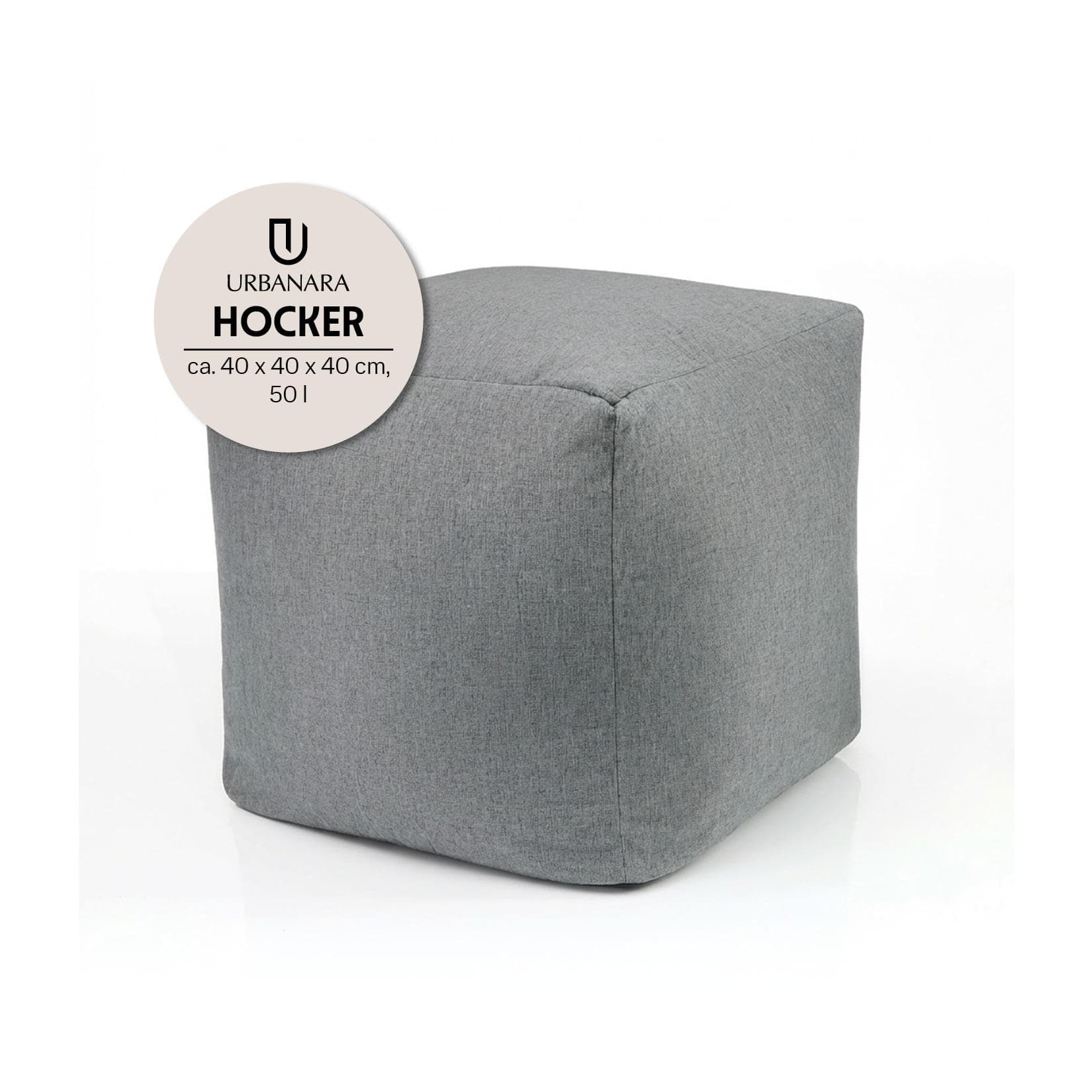URBANARA Sitzsack-Hocker 85l Grau Basic-Comfort Moderner Hocker