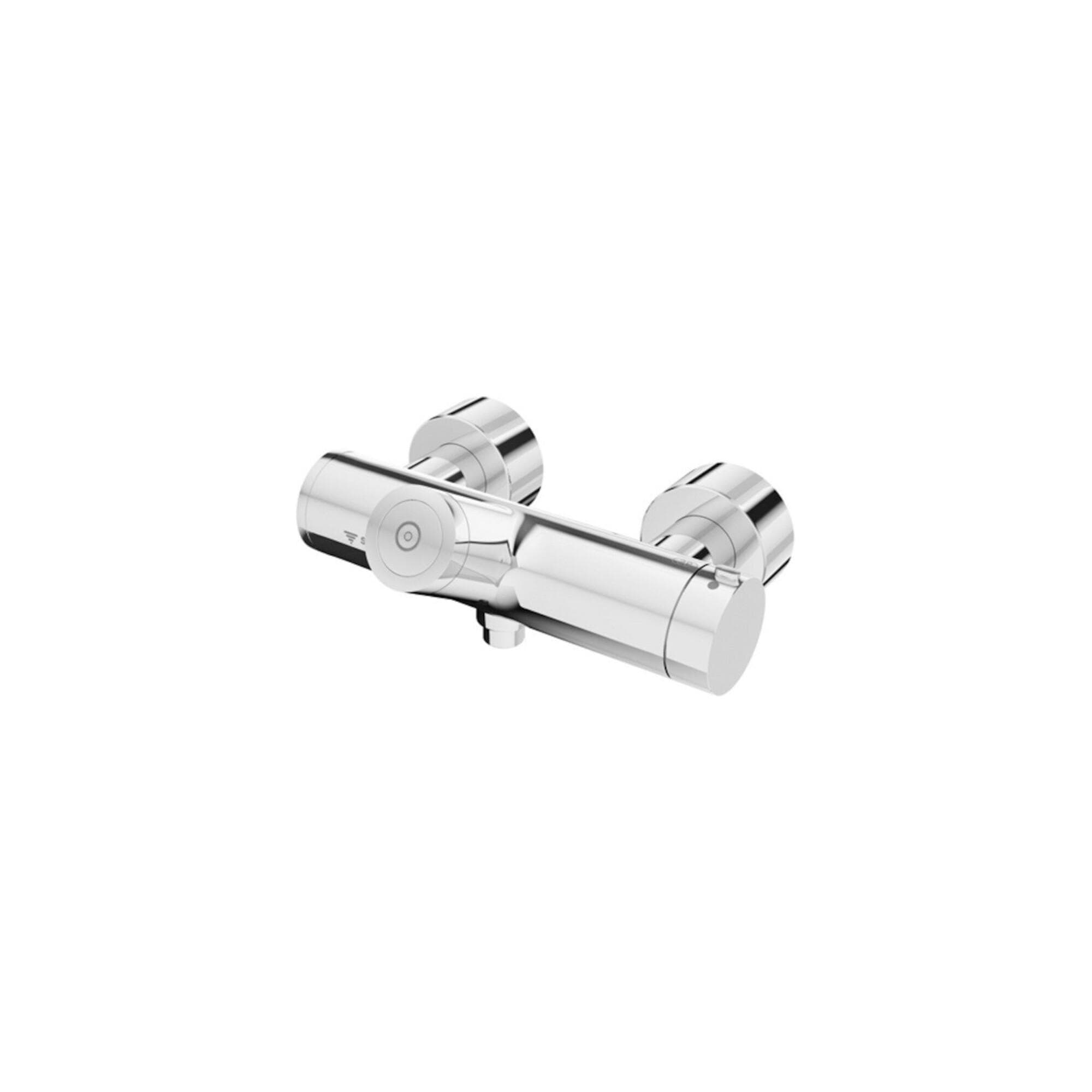 Schell Vitus Brause-Thermostat 016190699 Duschanschluss unten, thermische Desinfektion, verchromt, CVD, Batteriebetrieb