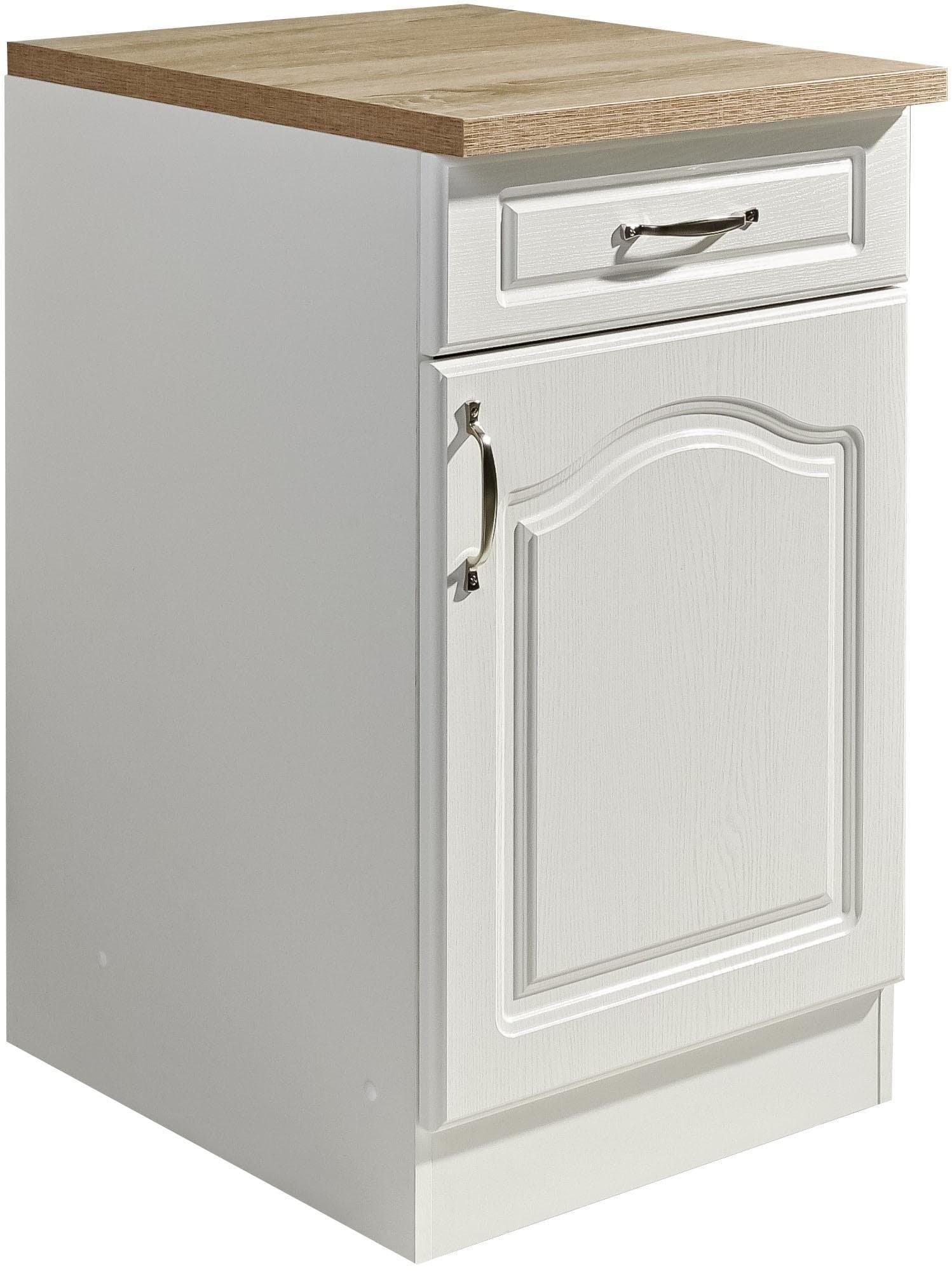 Wiho Küchen Unterschrank Linz Weiß Landhaus-Optik 50cm