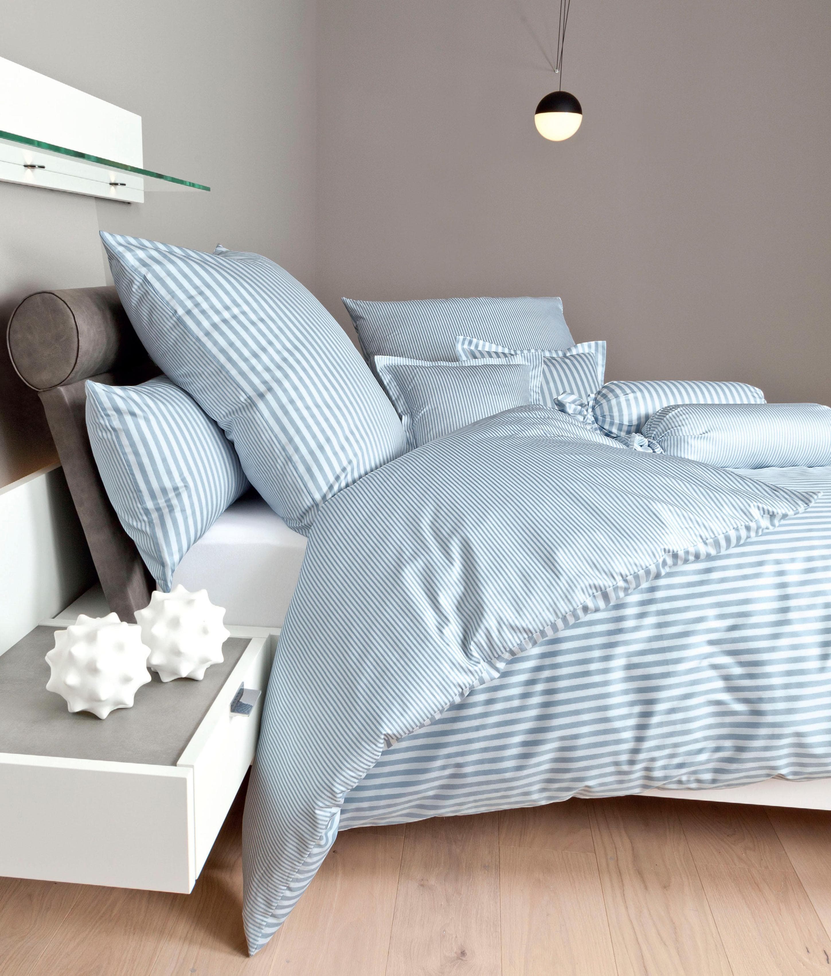 JANINE Wendebettwäsche Modernclassic 3912 Hellblau Mako-Satin