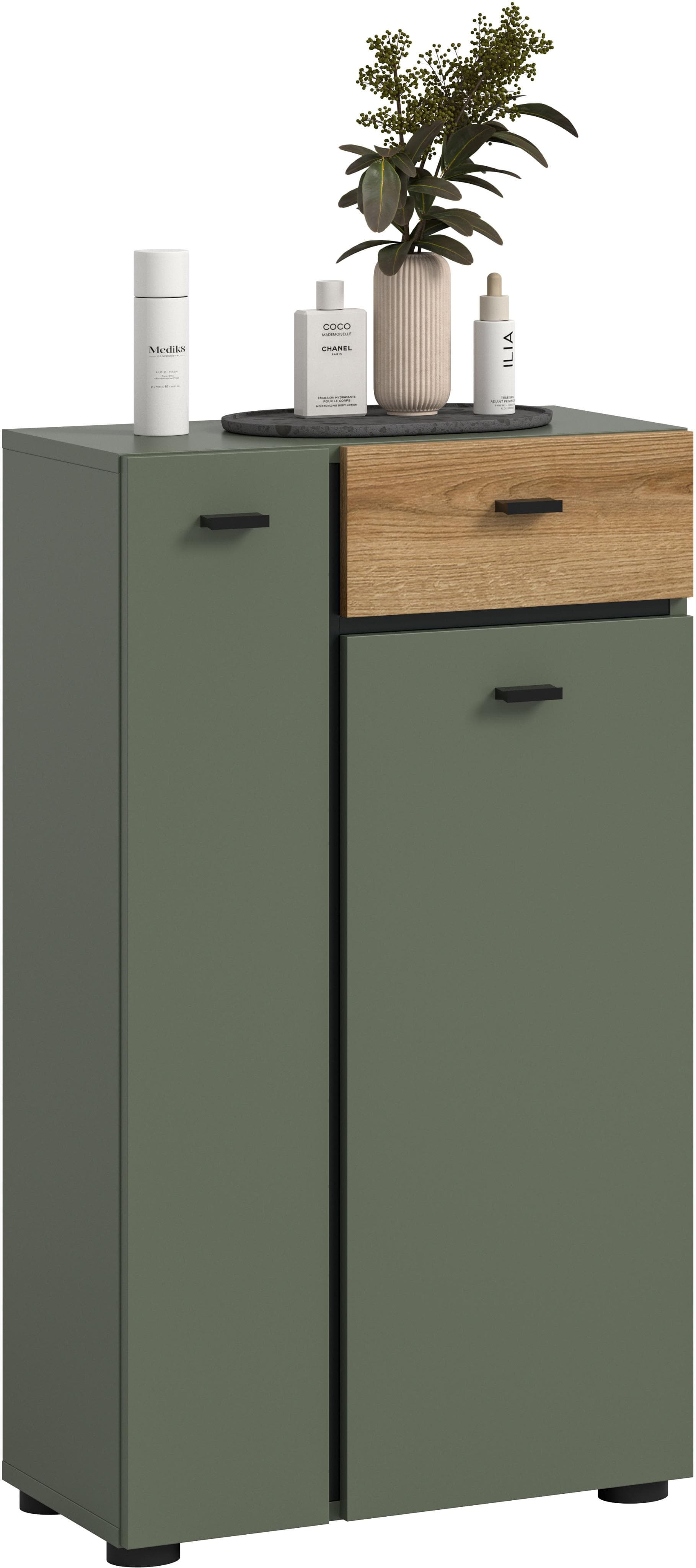 Welltime Midischrank VANN 91cm Sage Green Evoke Oak Nachbildung