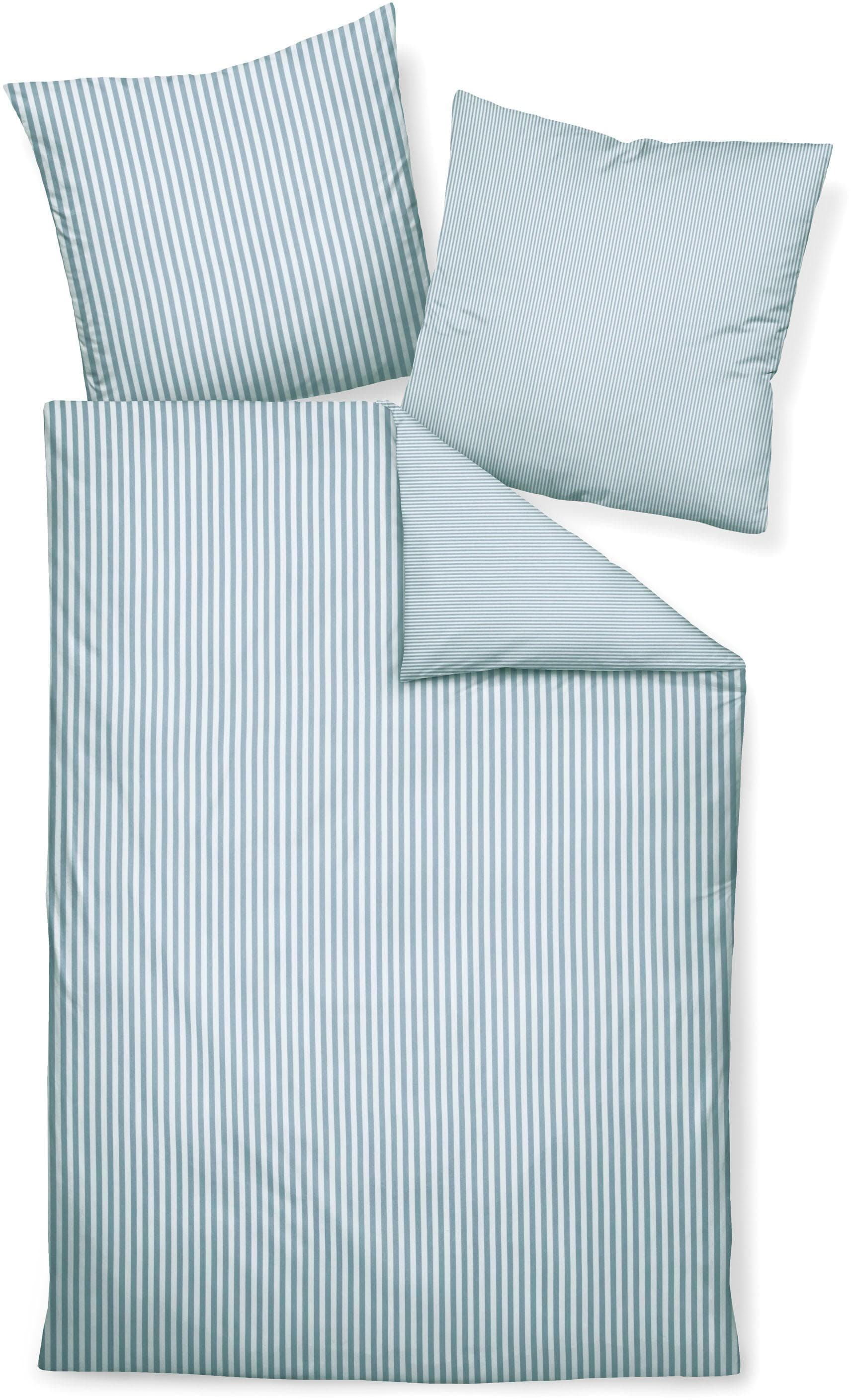 Janine Bettwäsche Set Perlblau Feinflanell 100% Baumwolle