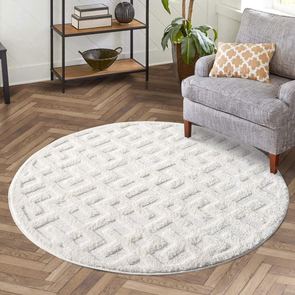 CARPET CITY Hochflor-Teppich FOCUS737 Creme Rund 200cm
