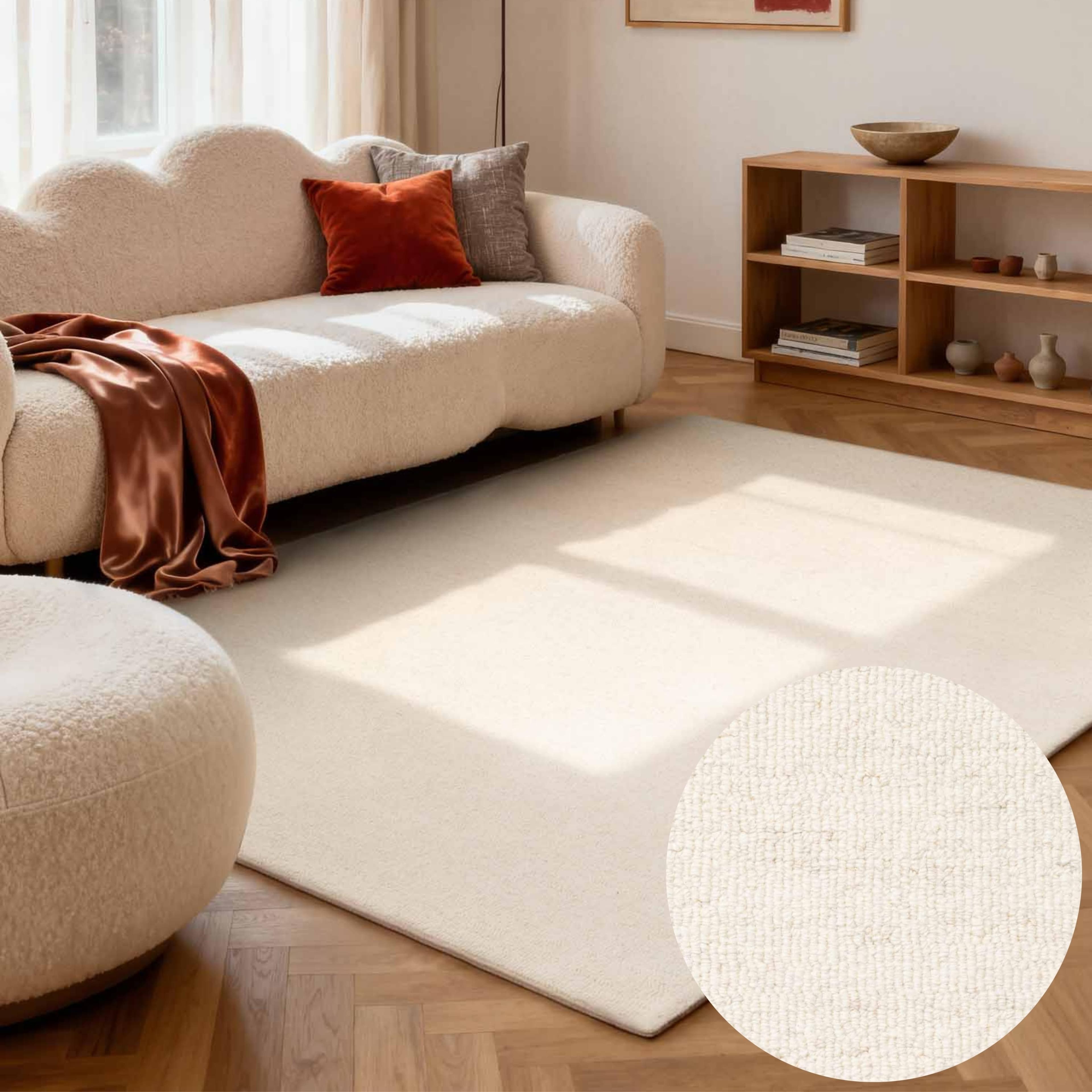 Wollteppich ELLE DECORATION Knots Weiß