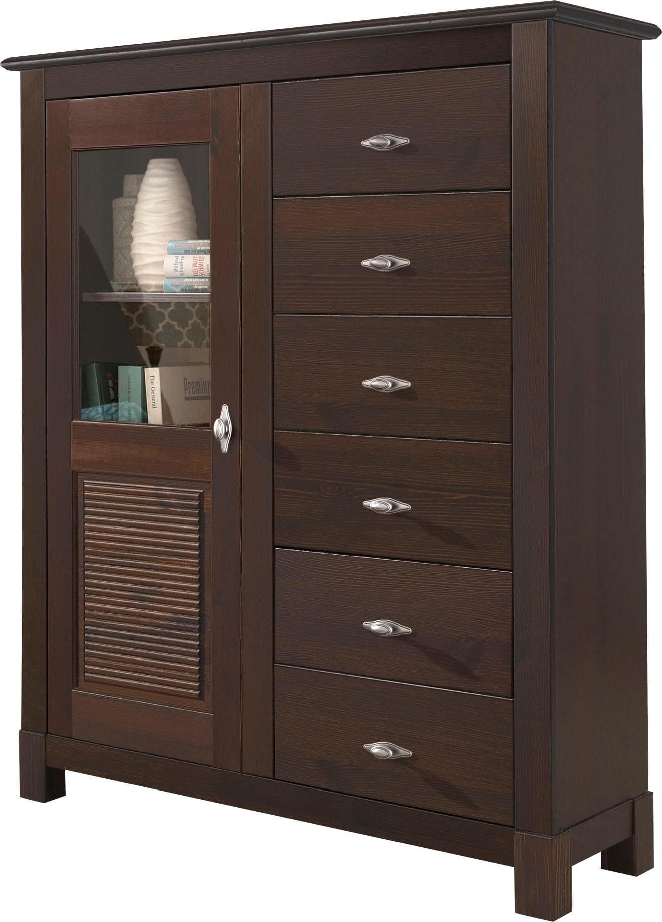 OTTO HOME Highboard Rauna Dunkelbraun Massivholz Kiefer