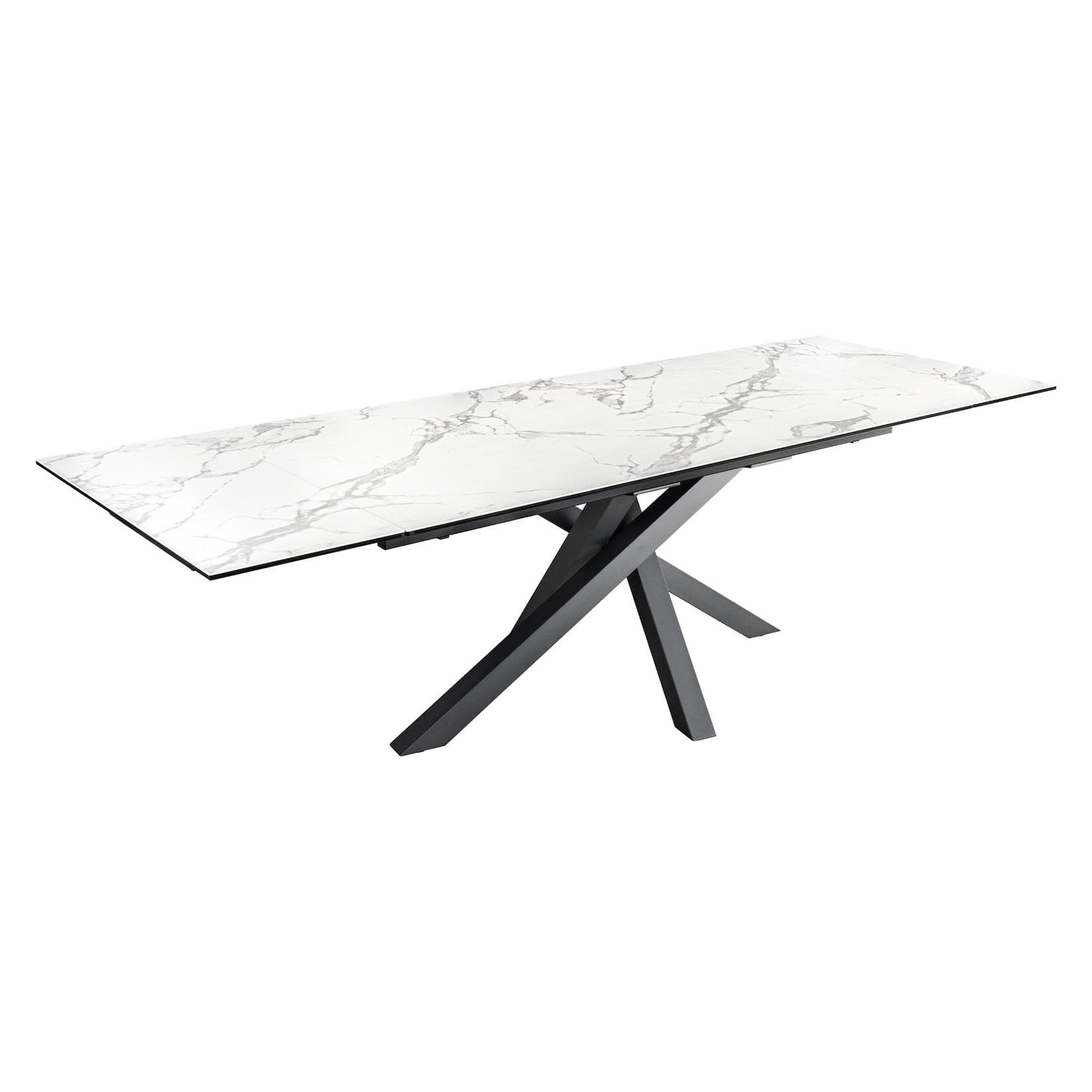 Ausziehtisch Keramik & Glas mit Marmor-Design - Industrial Style