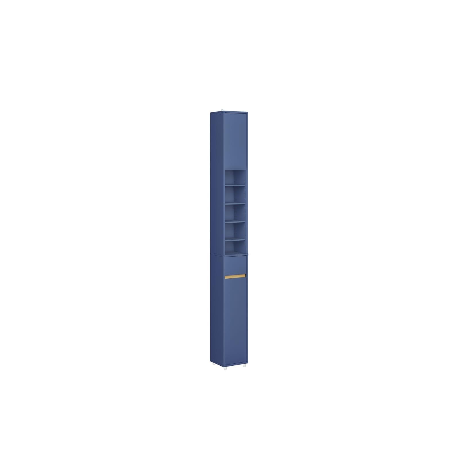 SoBuy Badezimmer-Hochschrank mit 1 Schublade Blau