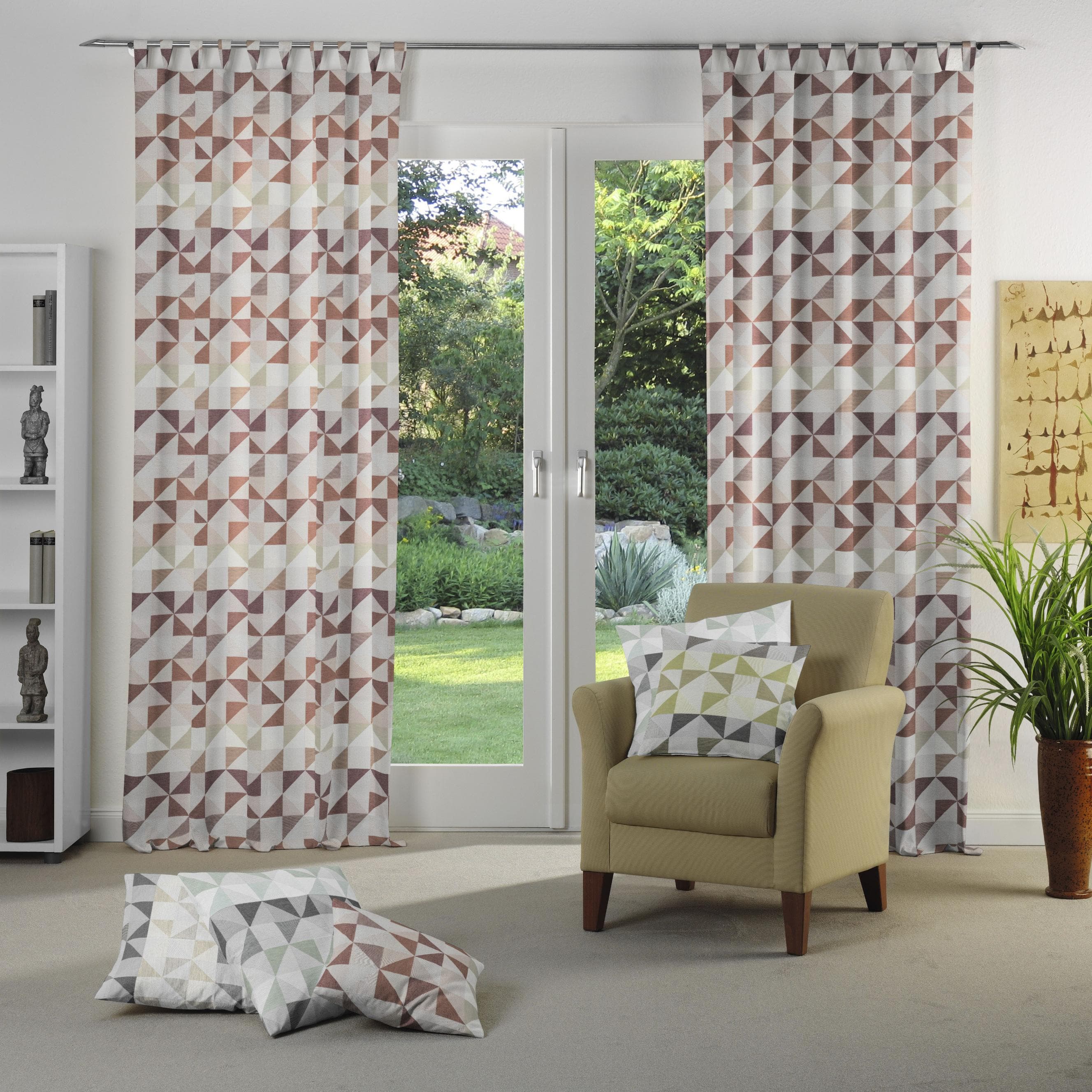 WIRTH Vorhang Berlare Orange Jacquard Schlaufen Fertigvorhang