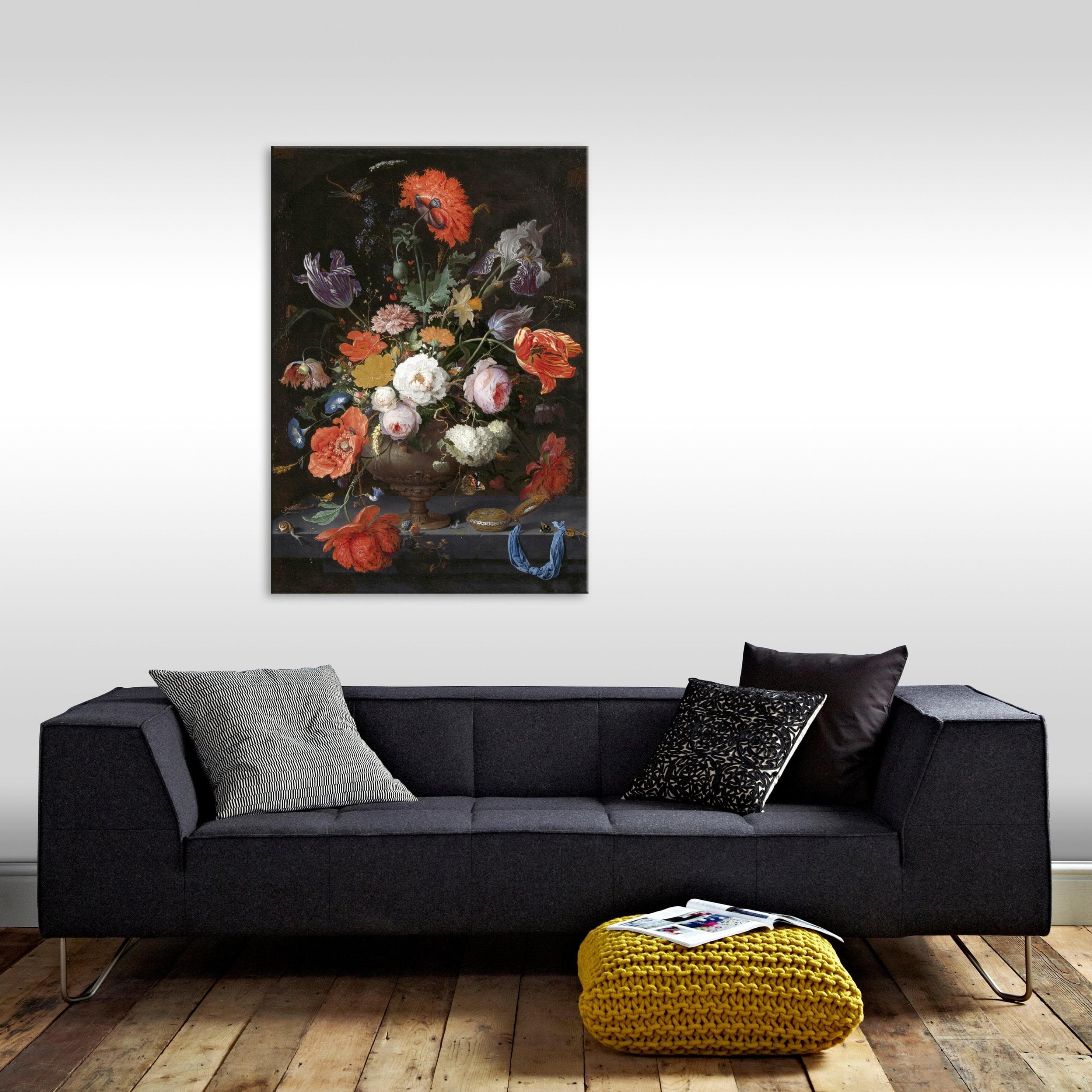 Leinwandbild ART FOR THE HOME Rijksmuseum Albert Mignon Blumen Uhr