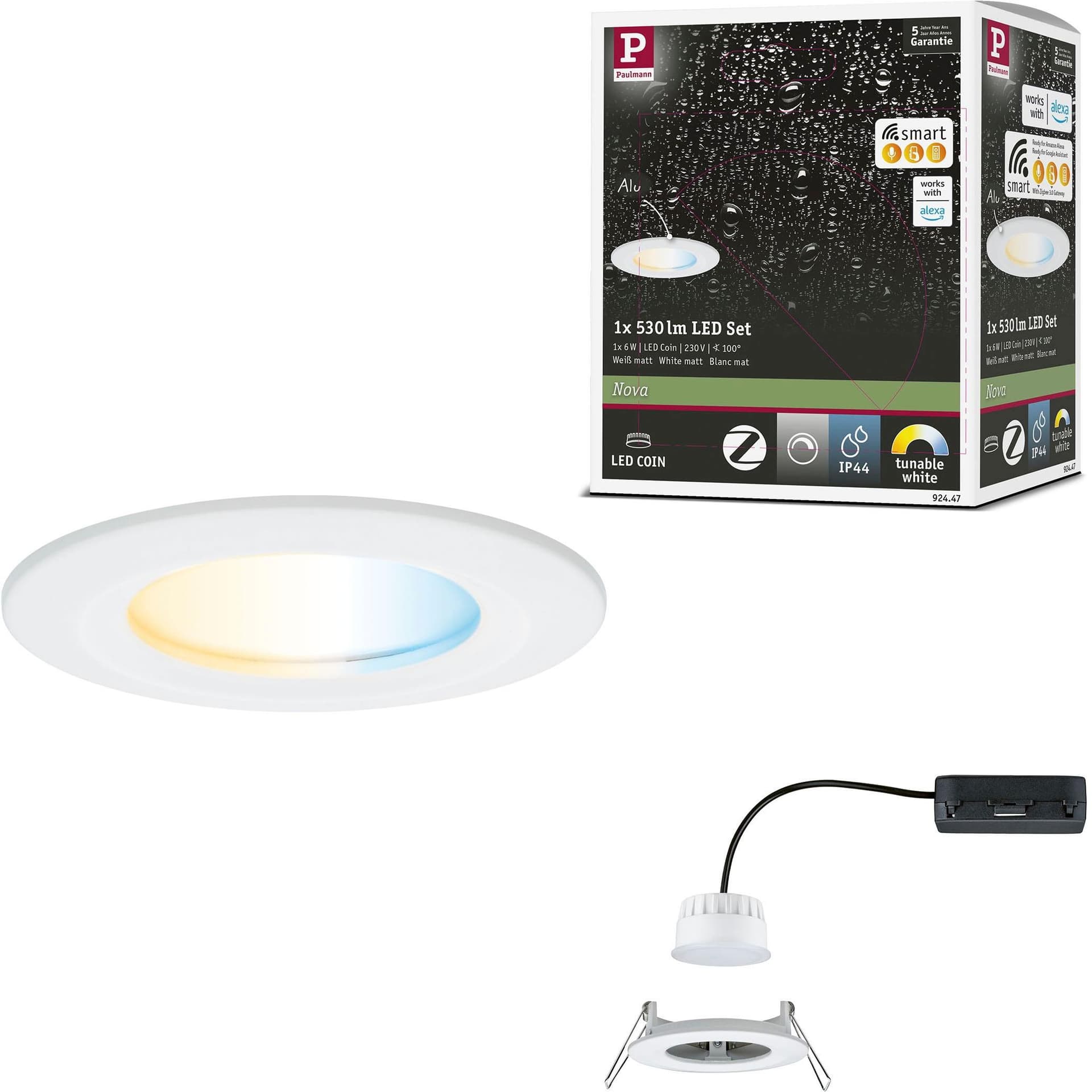 Paulmann LED Einbauleuchte Nova Coin IP44 rund weiß dimmbar