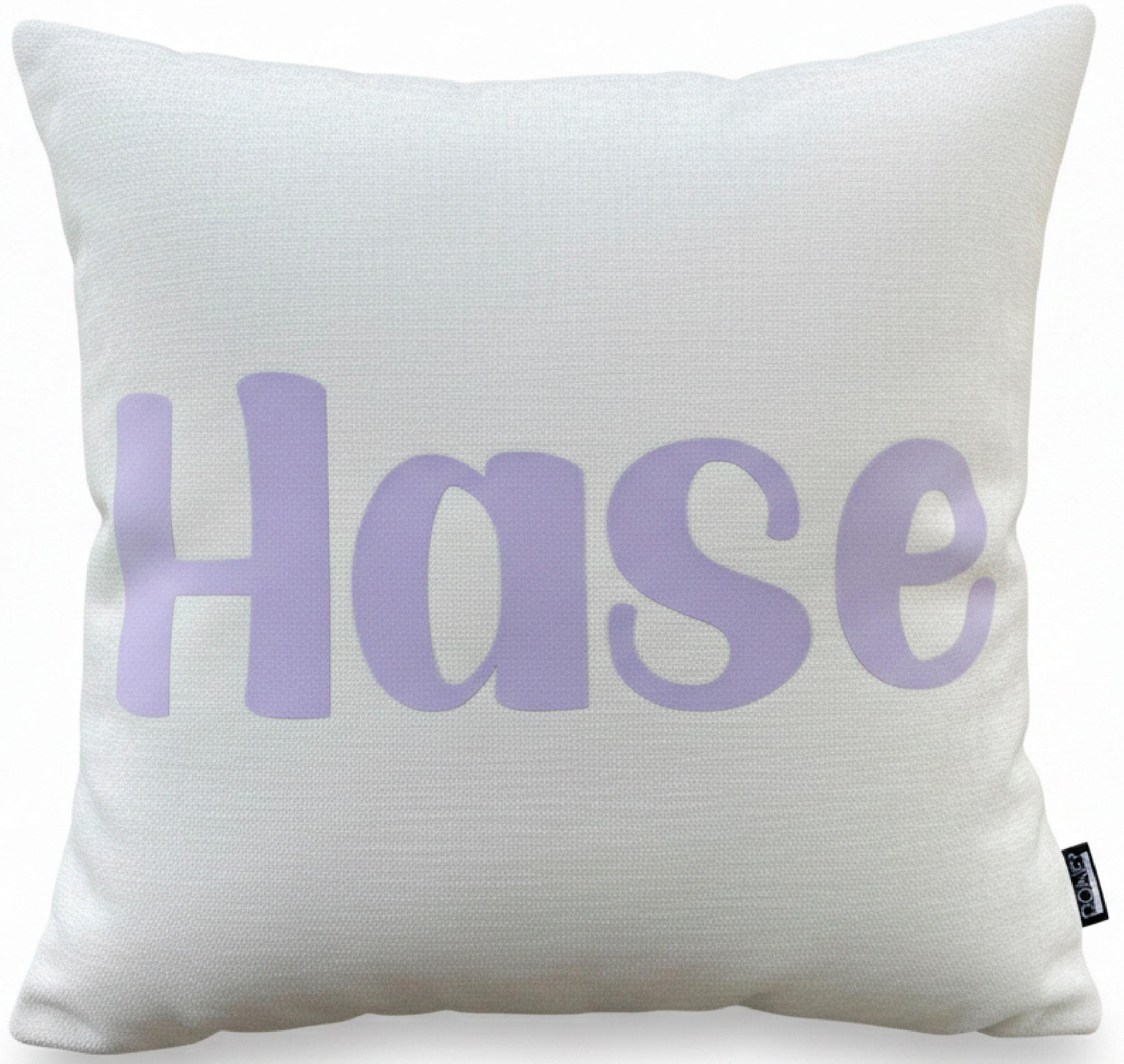 Dekokissen DONE. "HASE" Beige Lavender Schriftzug Bedruckt
