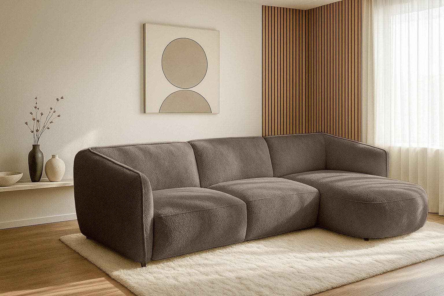 HOME AFFAIRE OSTRUP Ecksofa L-Form Taupe Boucle