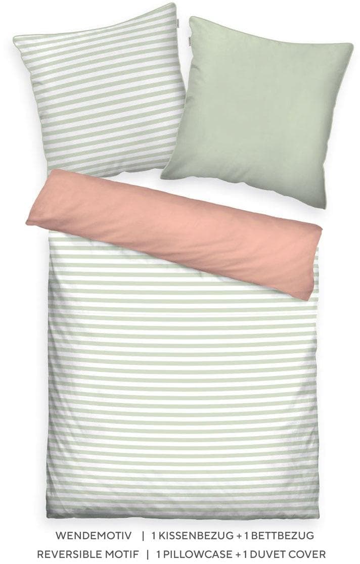 TOM TAILOR HOME Wendebettwäsche Perkal 155x220 cm Grün Peach