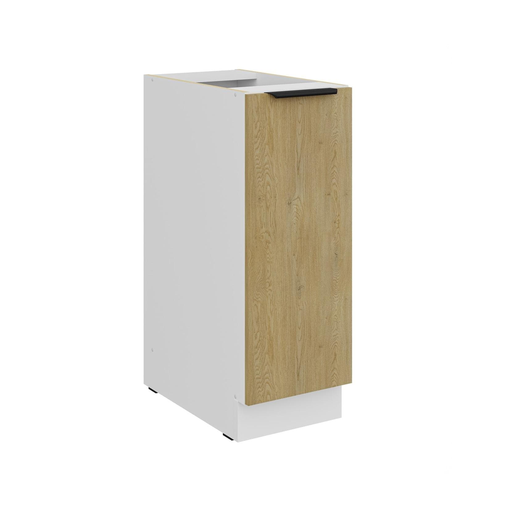 Küchen Unterschrank CREMONA 30 cm mit Schrankauszug Eiche Weiß