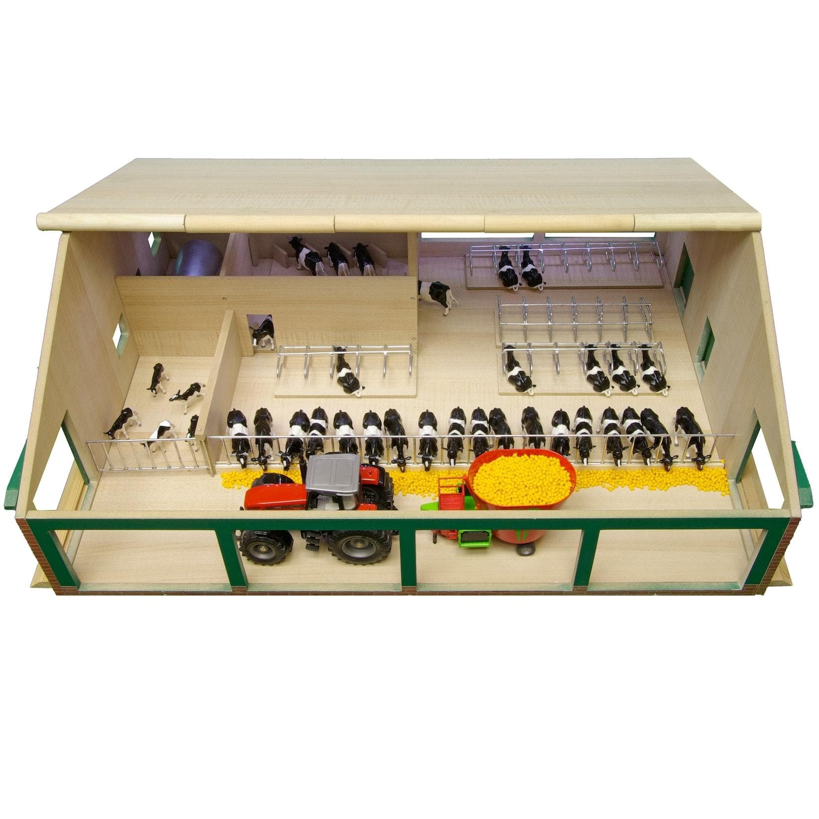 Kids Globe Kuhstall mit Melkanlage, Dach aufklappbar