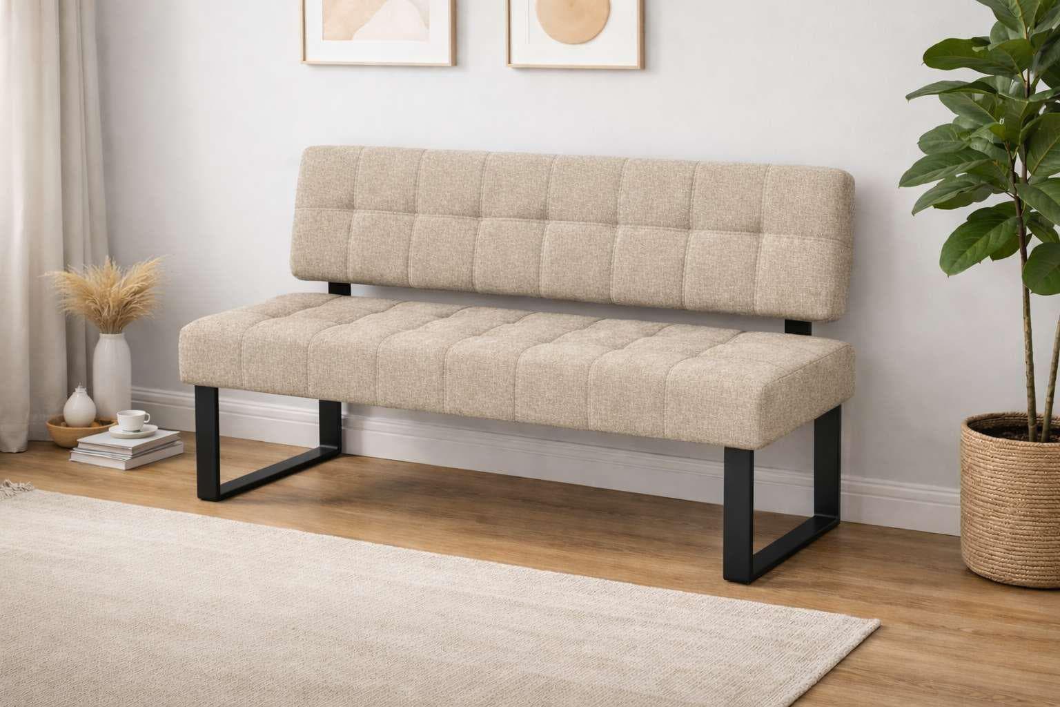 Sitzbank HOME AFFAIRE Mia Polsterbank Esszimmerbank 141x64 cm Beige
