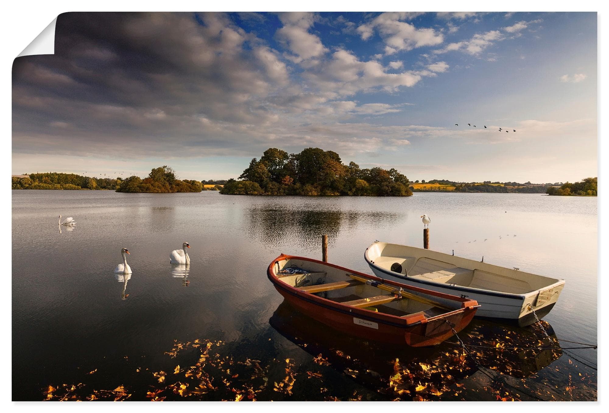 ARTLAND Wandbild Herbstimpressonen am See Naturfarben