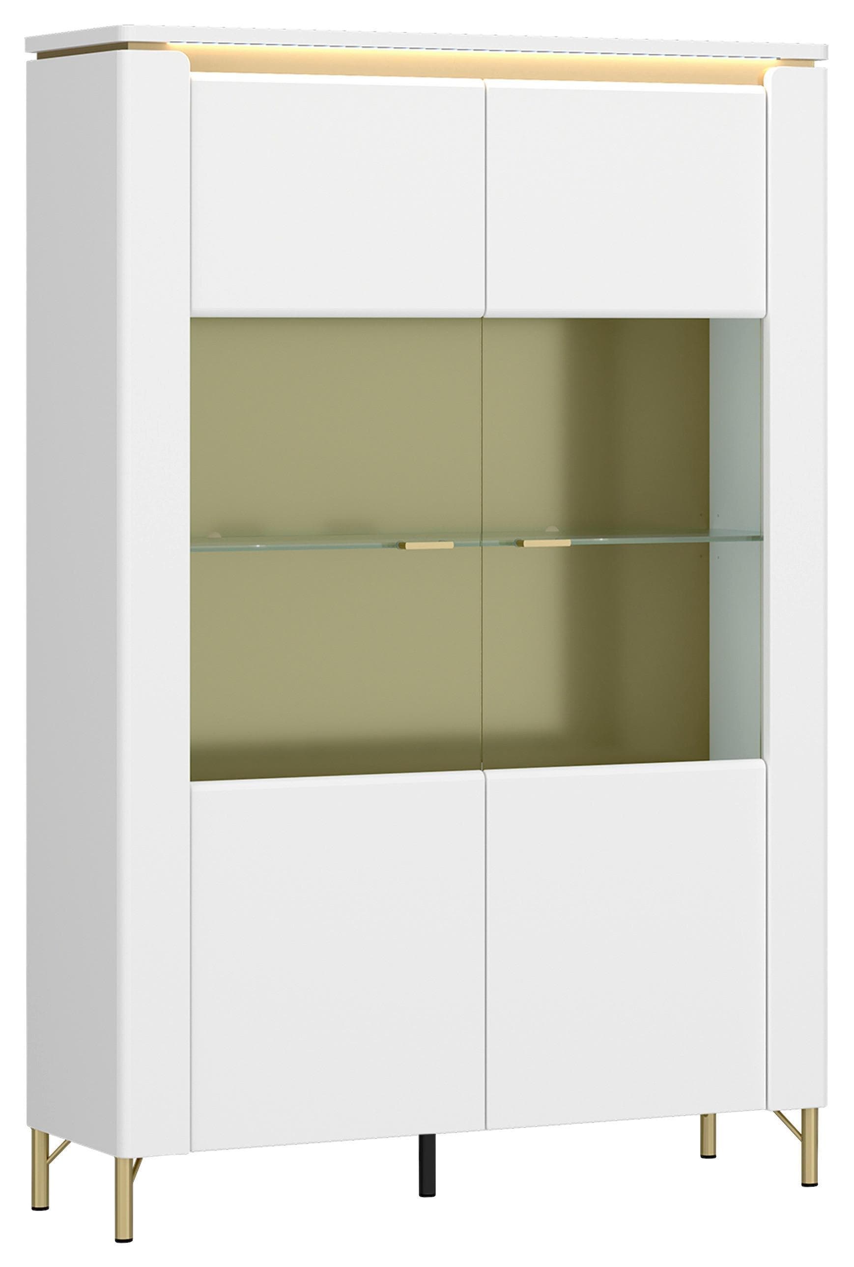 Vitrine Lazio Weiß Gold 110,4 cm