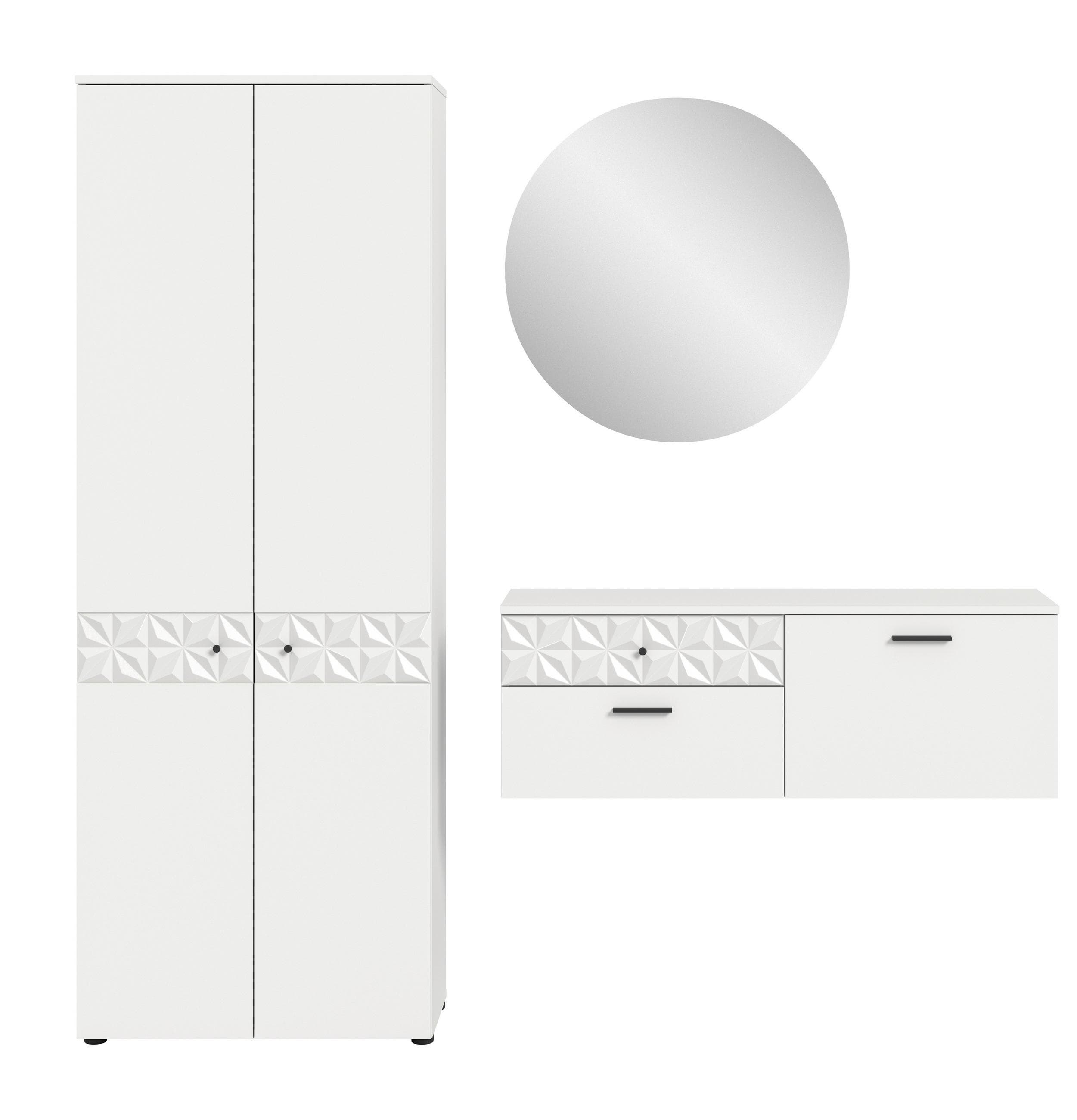 Garderobe Prisma 3-tlg. Weiß