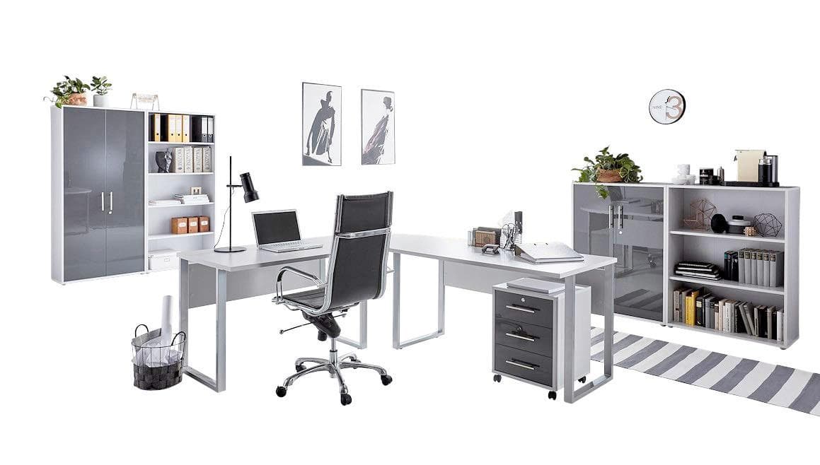 Büro Office Edition Set 1 Grau Holz