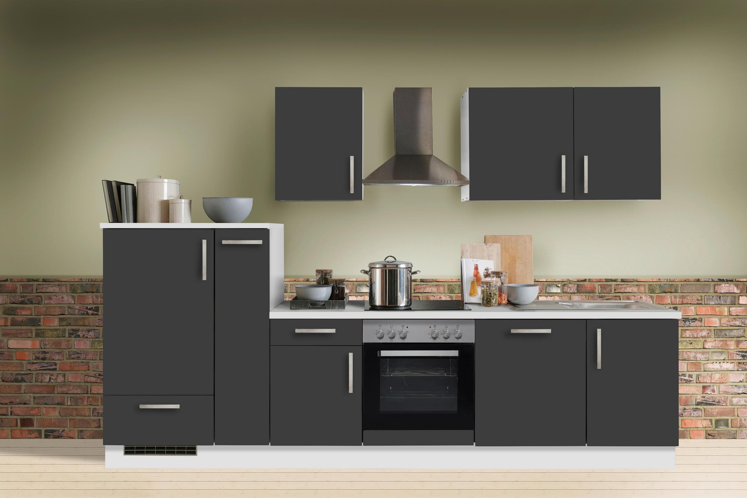 Menke Küchenblock White-Premium Grau/Weiß ca. 310 cm