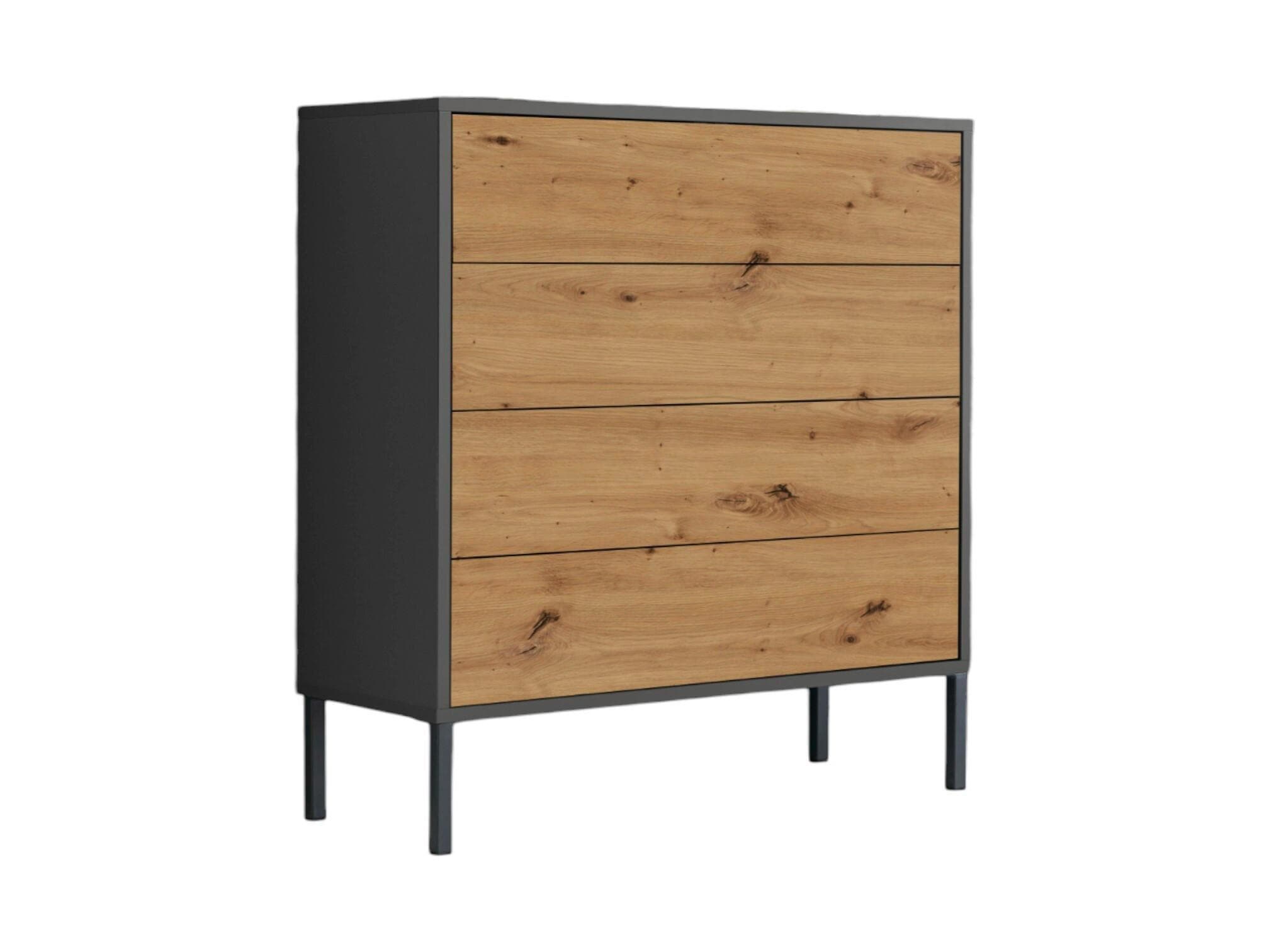 BMG Möbel Kommode Mailand 3 Schubladenkommode Sideboard Kommode Anrichte mit hochwertigen Metallfüßen Push-to-Open-Funktion