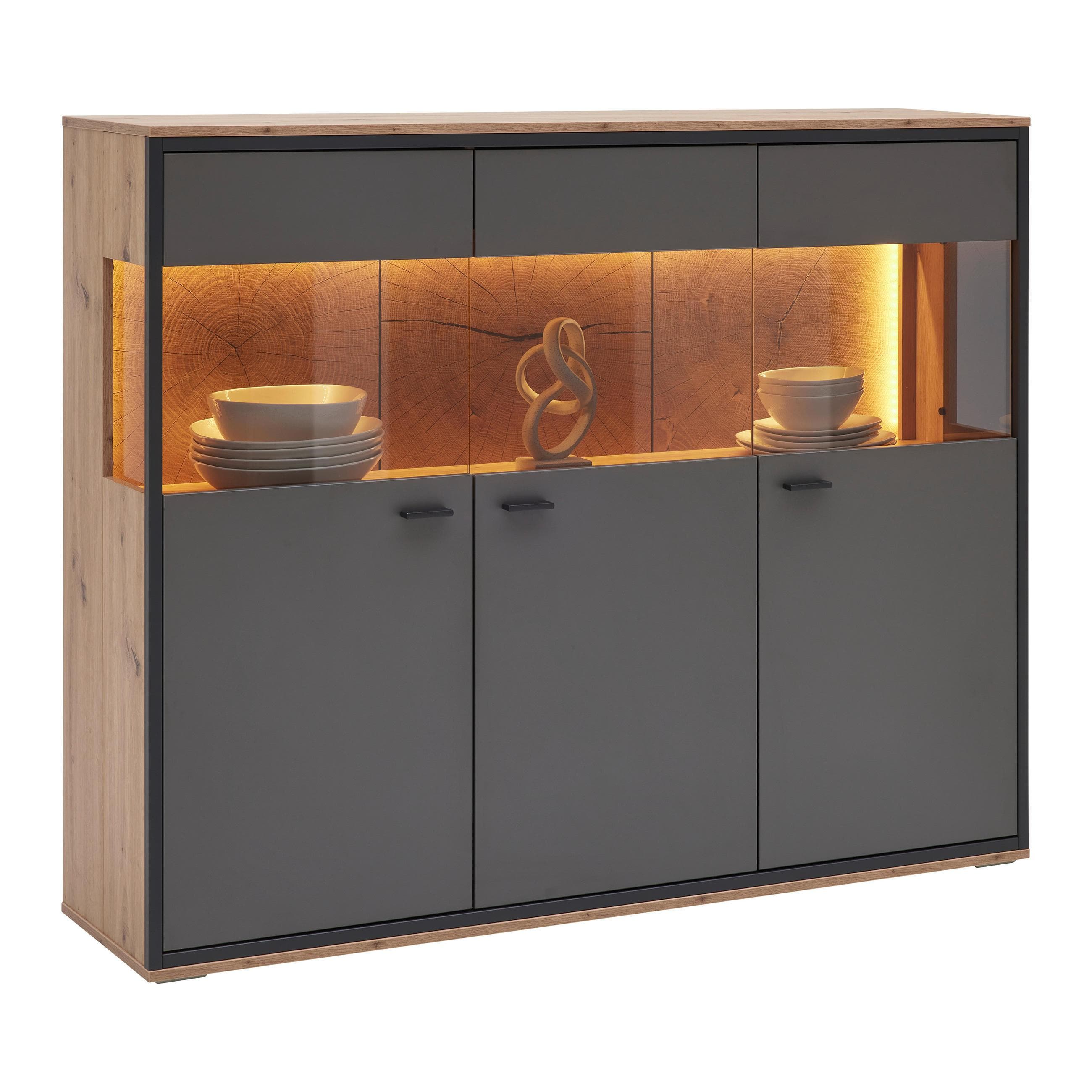 Highboard Florenz Grau/Eiche Artisan Mömax