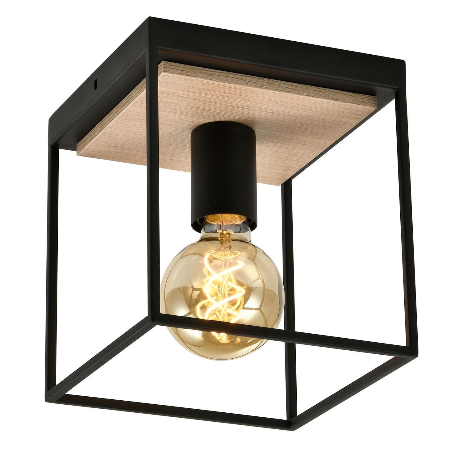 Deckenleuchte Pepe Schwarz/Eiche max. 22 Watt Deckenlampe