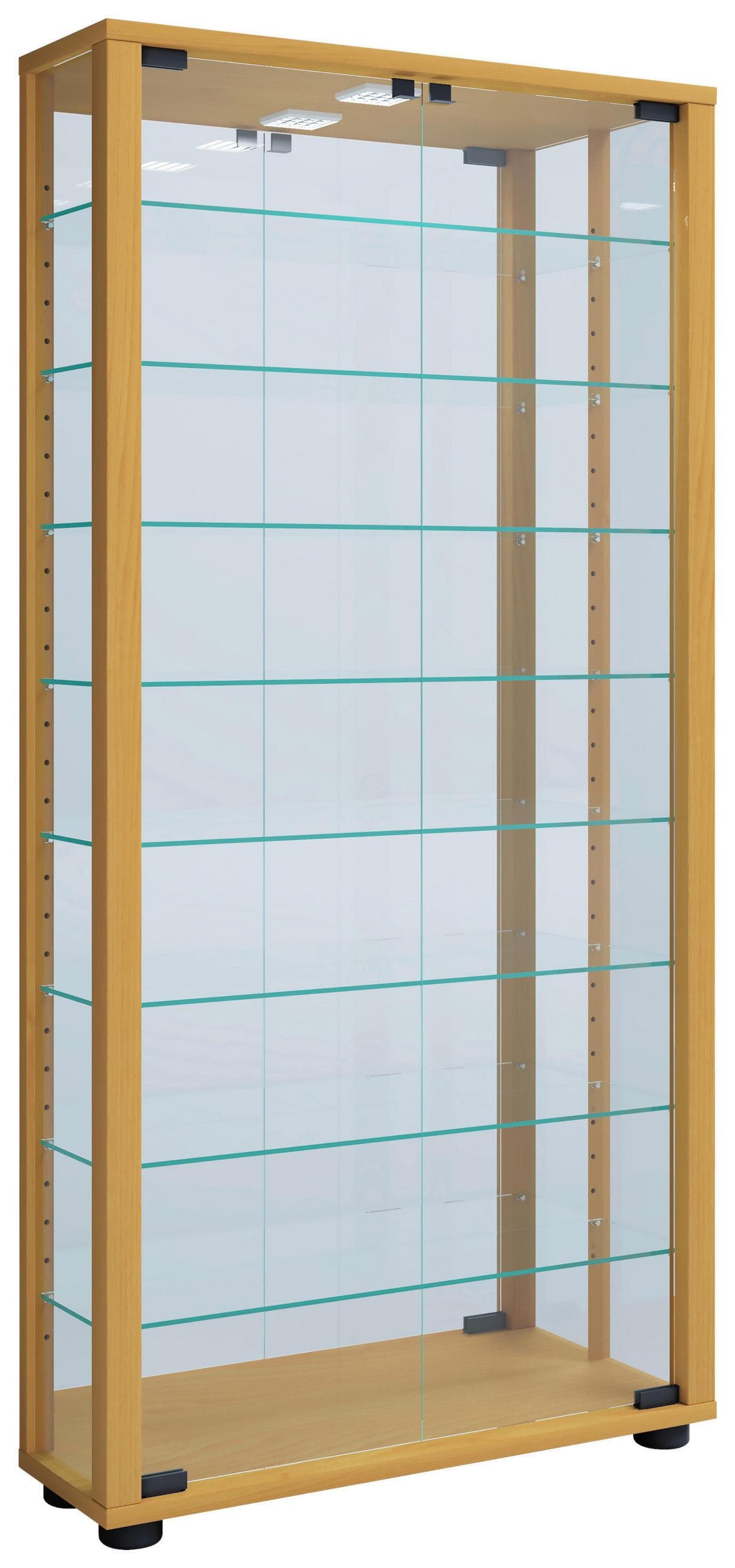 Hängevitrine Vitrosa Buchefarben Glas
