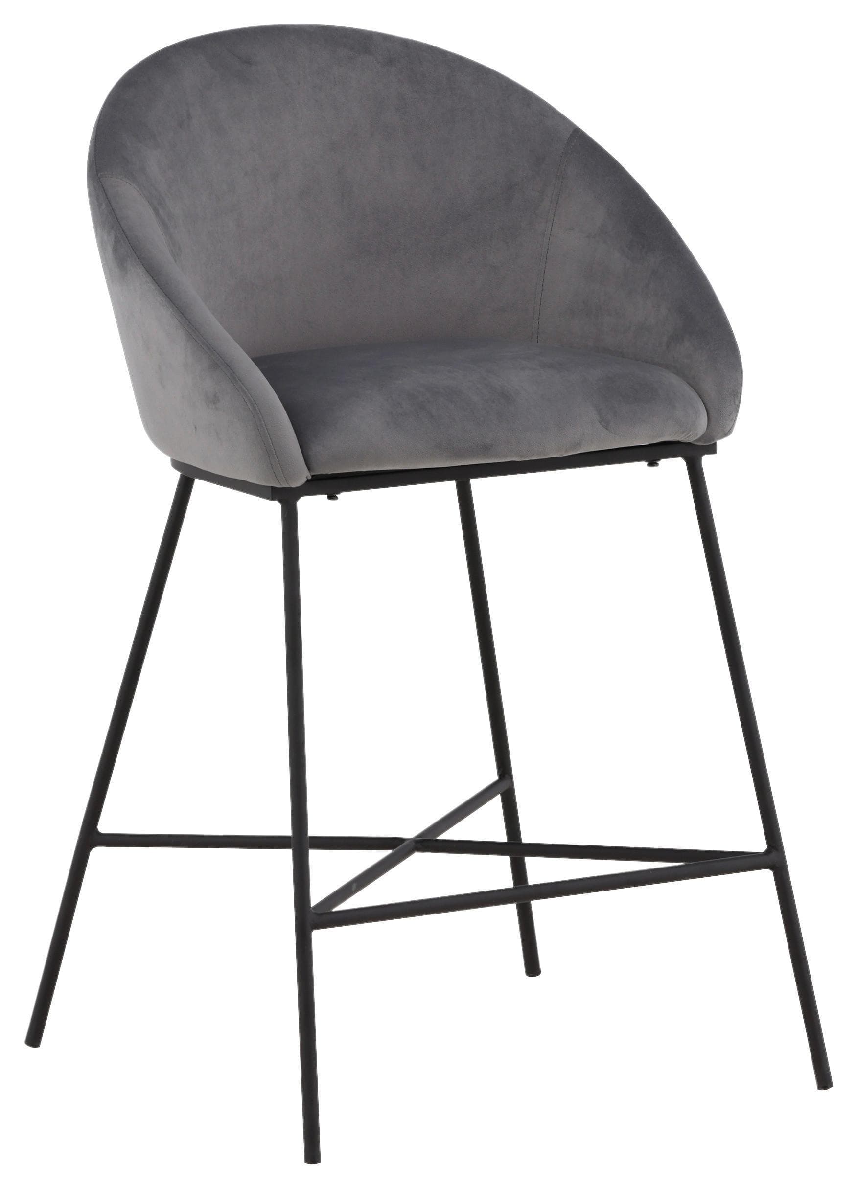 BARHOCKER VELVET Modern Dunkelgrau Schwarz