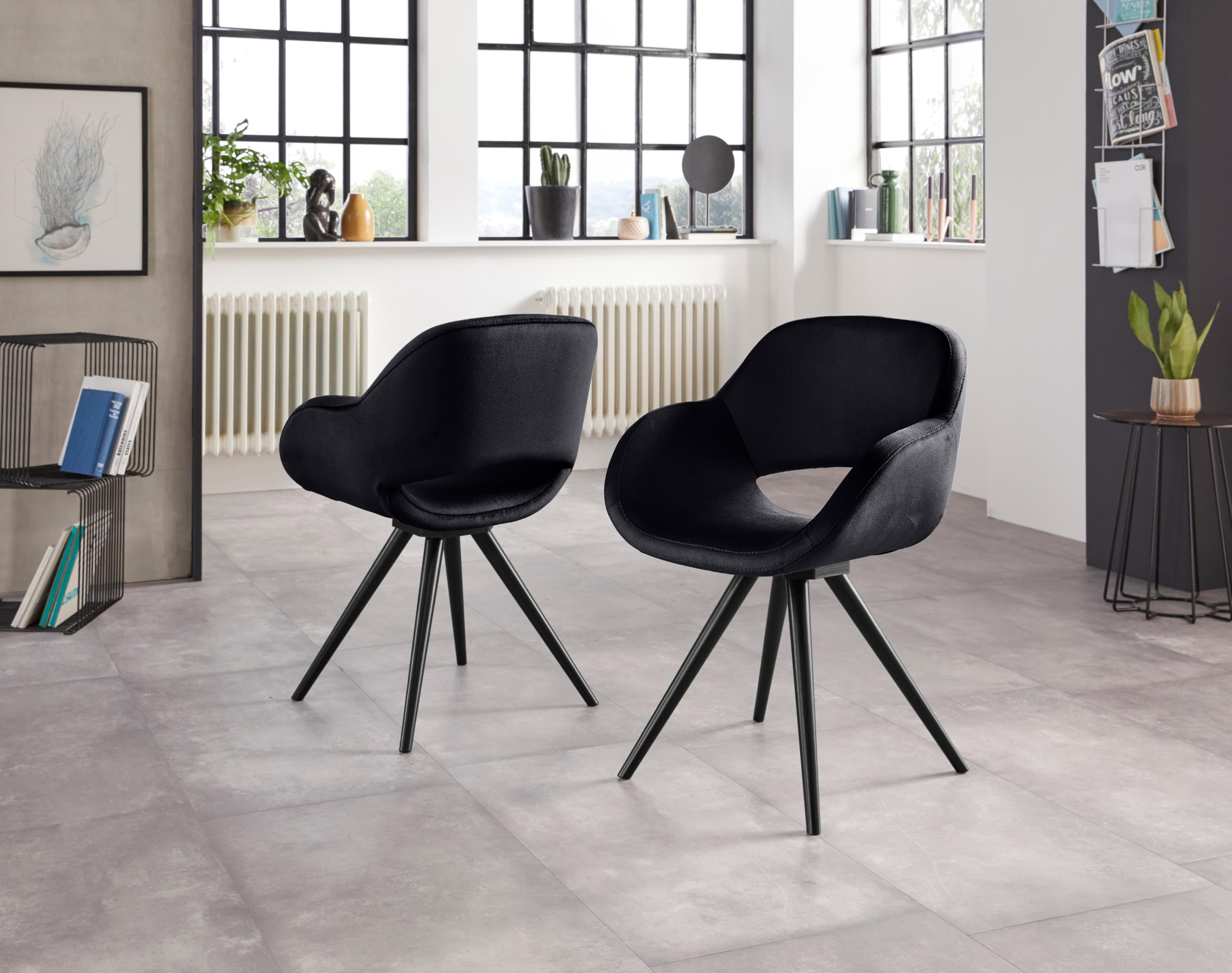 Home Affaire Armlehnstuhl Aurora Schwarz Massivholz