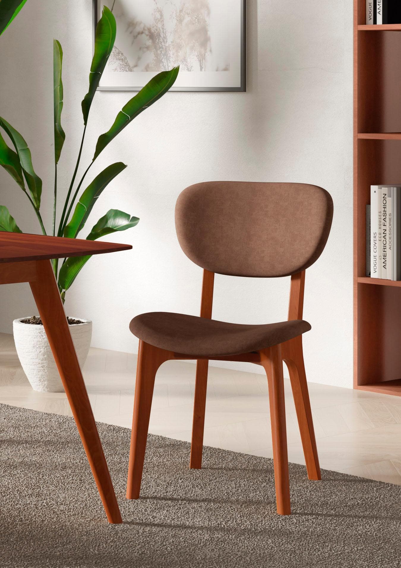 HOME AFFAIRE COZY Designstuhl Braun Massivholz Microfaser