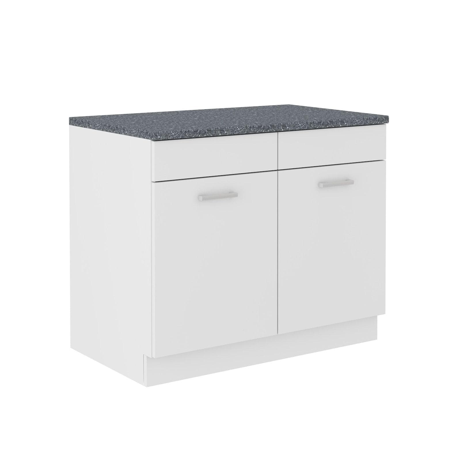 Spülenschrank Buffet Küche Mario 100 cm Weiss Spanplatte