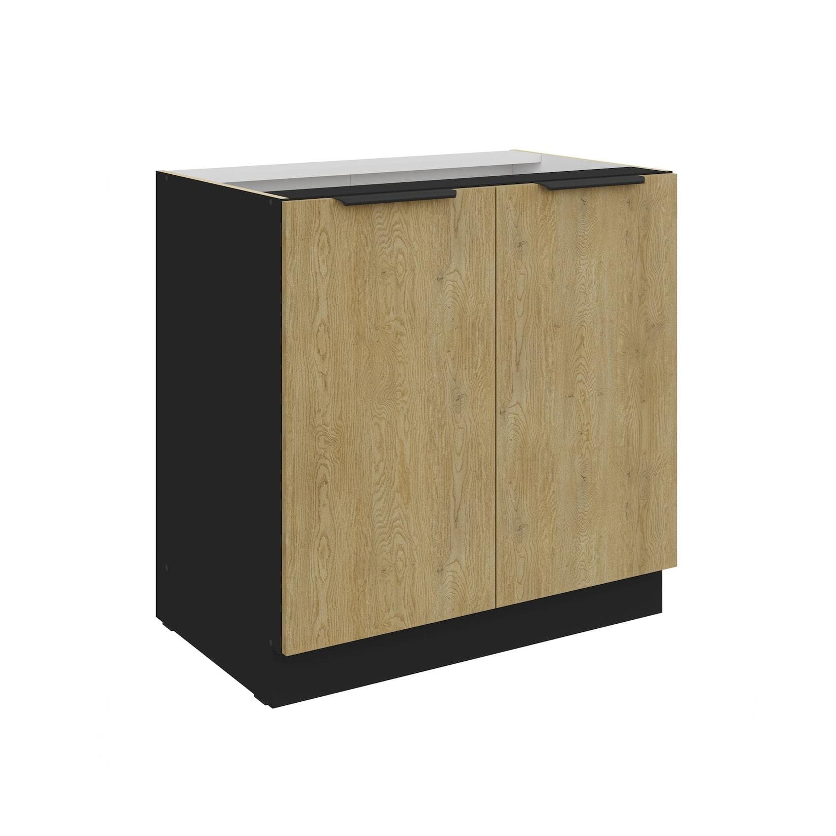 Küchen Unterschrank 80 cm CREMONA Eiche Schwarz Küche Küchenzeile Küchenblock