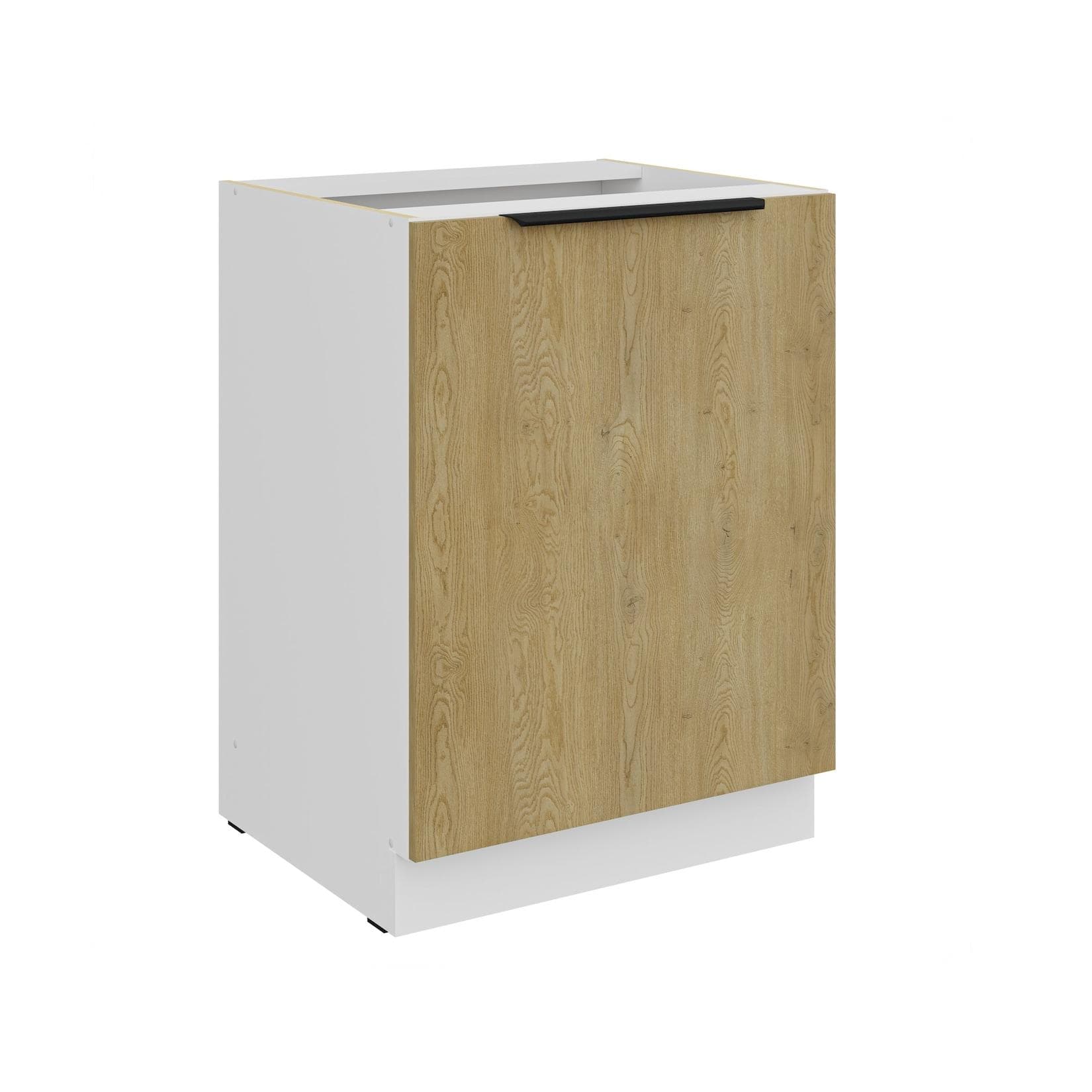 Küchen Unterschrank 60 cm CREMONA Eiche Weiß Küche Küchenzeile Küchenblock