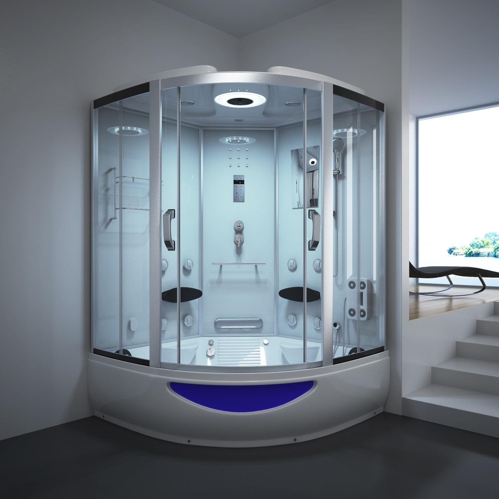 HOME DELUXE Dampfdusche EXCLUSIVE Weiß mit Whirlpool und Dampfsauna